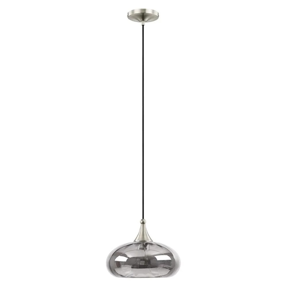 Livex Lighting 11" 1-Light Smoke Glass & Metal Single Pendant in Brushed Nickel - Image 5