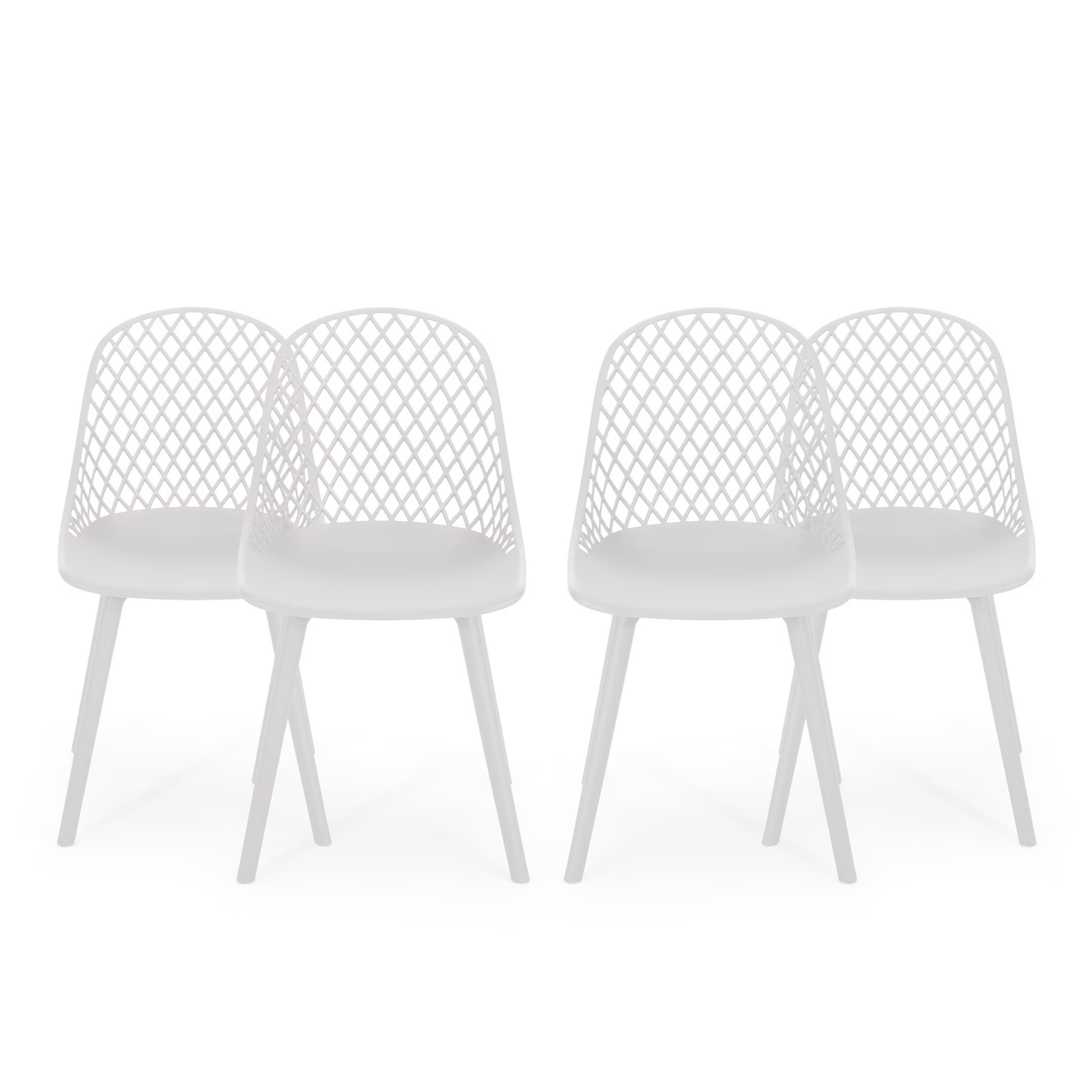 Noble House Lily Plastic Patio Dining Side Chair in White (Set of 4)