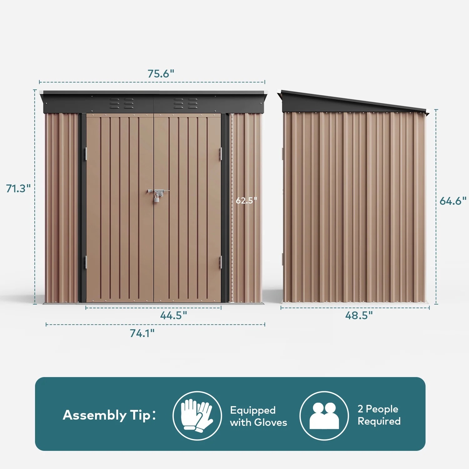 Lofka 6x4 FT Outdoor Storage Shed , Metal Garden Sheds & Outdoor Storage with Lockable Door for Backyard, Patio, Lawn, Brown - Image 7