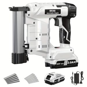 Rvchic 18 Gauge Cordless Brad Nailer,2-in-1 21V Electric Brad Nailer Stapler for Woodworking,Home Improvement,Include 1*2000mAh Battery and 1000pcs Nails