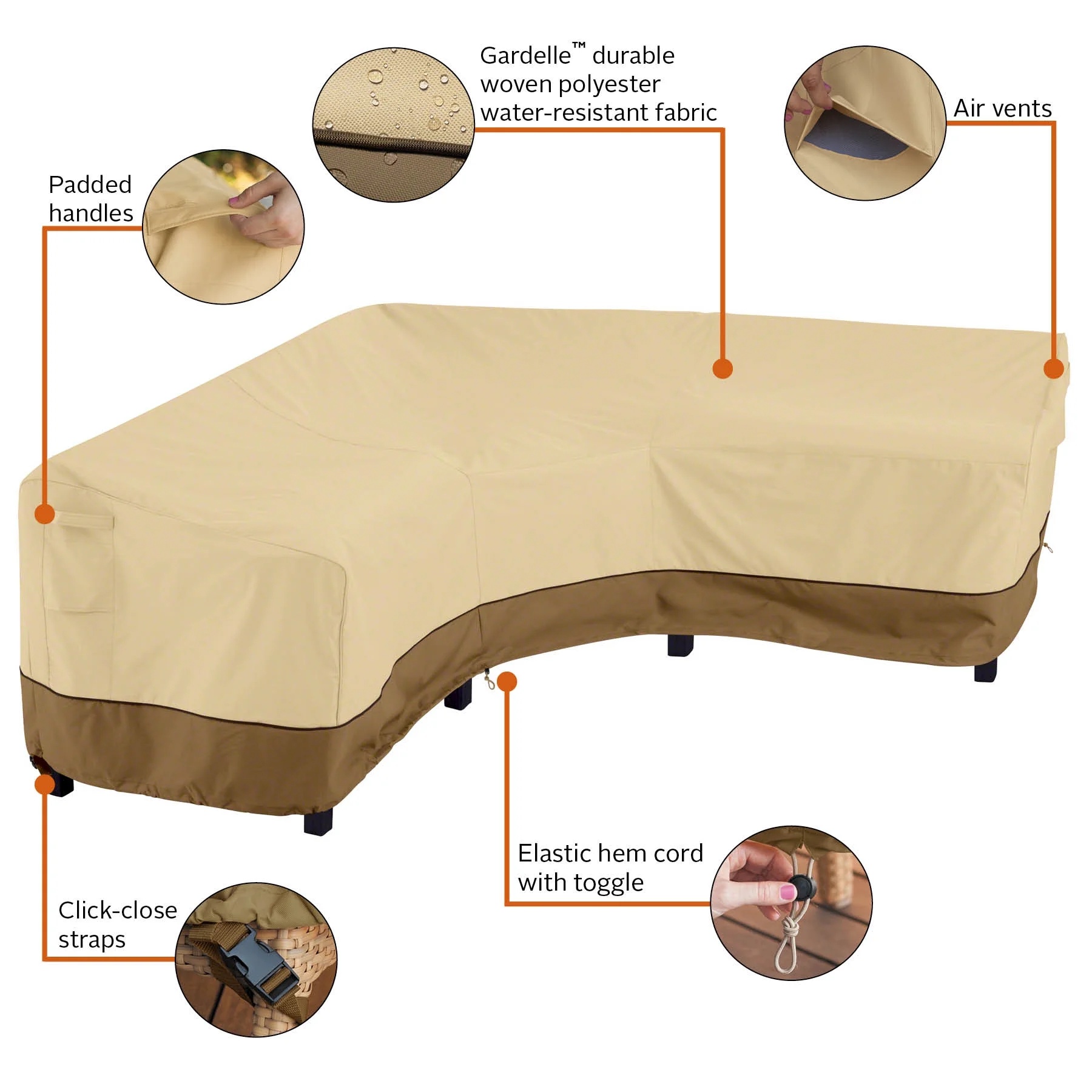 Classic Accessories Veranda Water-Resistant 100 Inch Patio V-Shaped Sectional Lounge Set Cover - Image 8