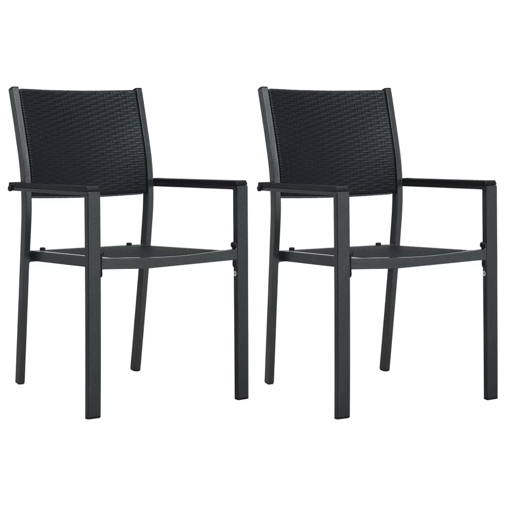 vidaXL Patio Chairs Dining Chair for Deck Porch Black Plastic Rattan Look - Image 3