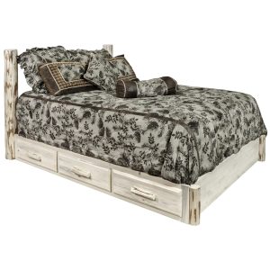 Montana Woodworks Collection King Platform Bed with Storage, Clear Lacquer Finish