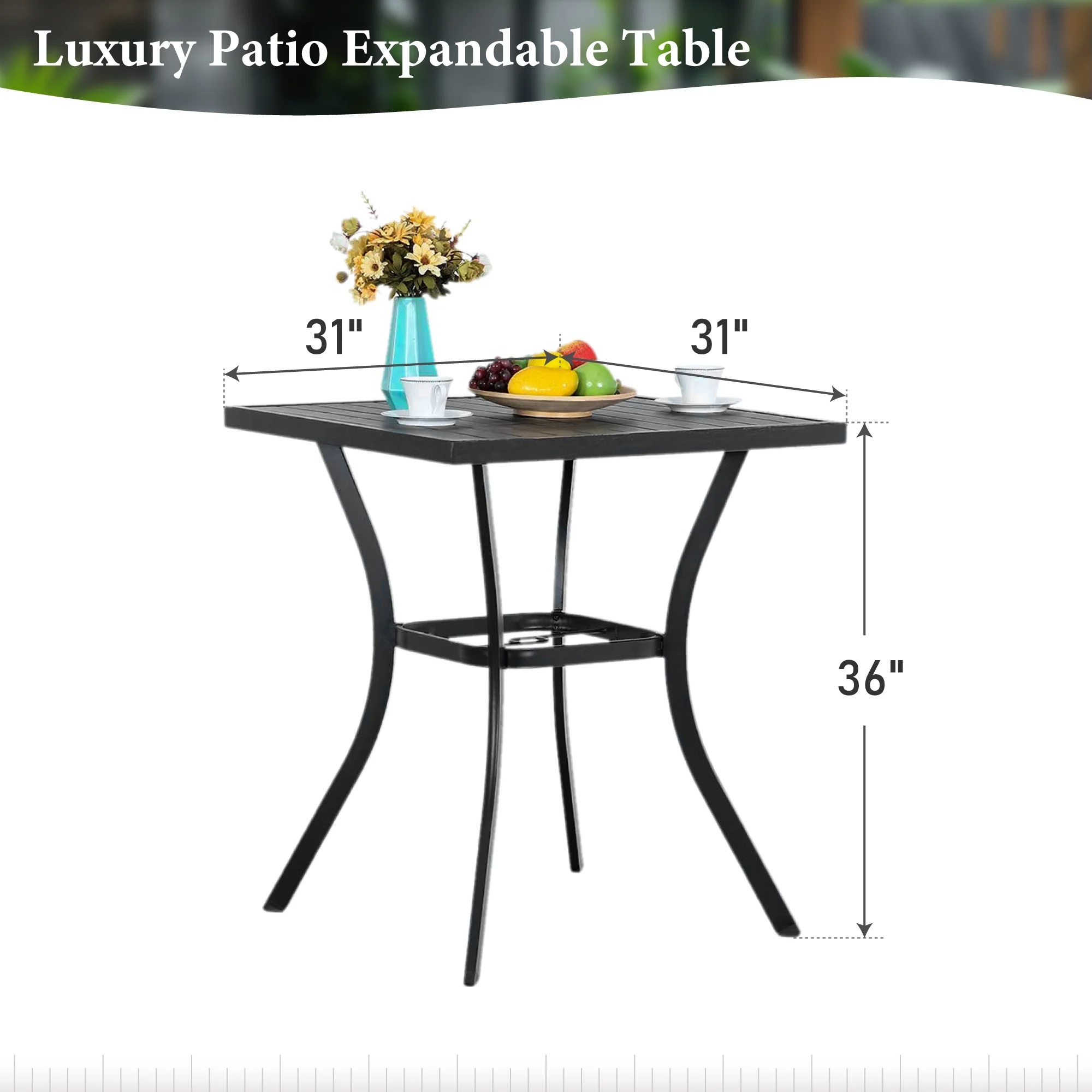 MF Studio 36"H Outdoor Counter Height Pub Table with Umbrella Hole, Patio Metal Bistro Bar Table, Black - Image 8