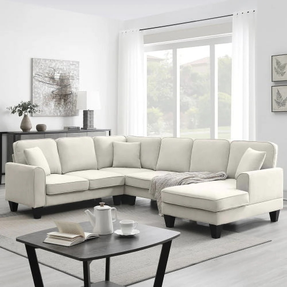 THINK 30,Convertible Sectional Sofa with Storage Ottoman, Modern Modular Sofa Sets L Shape Couches with 3 Pillows, for Living Room Furniture, Grey - Image 2