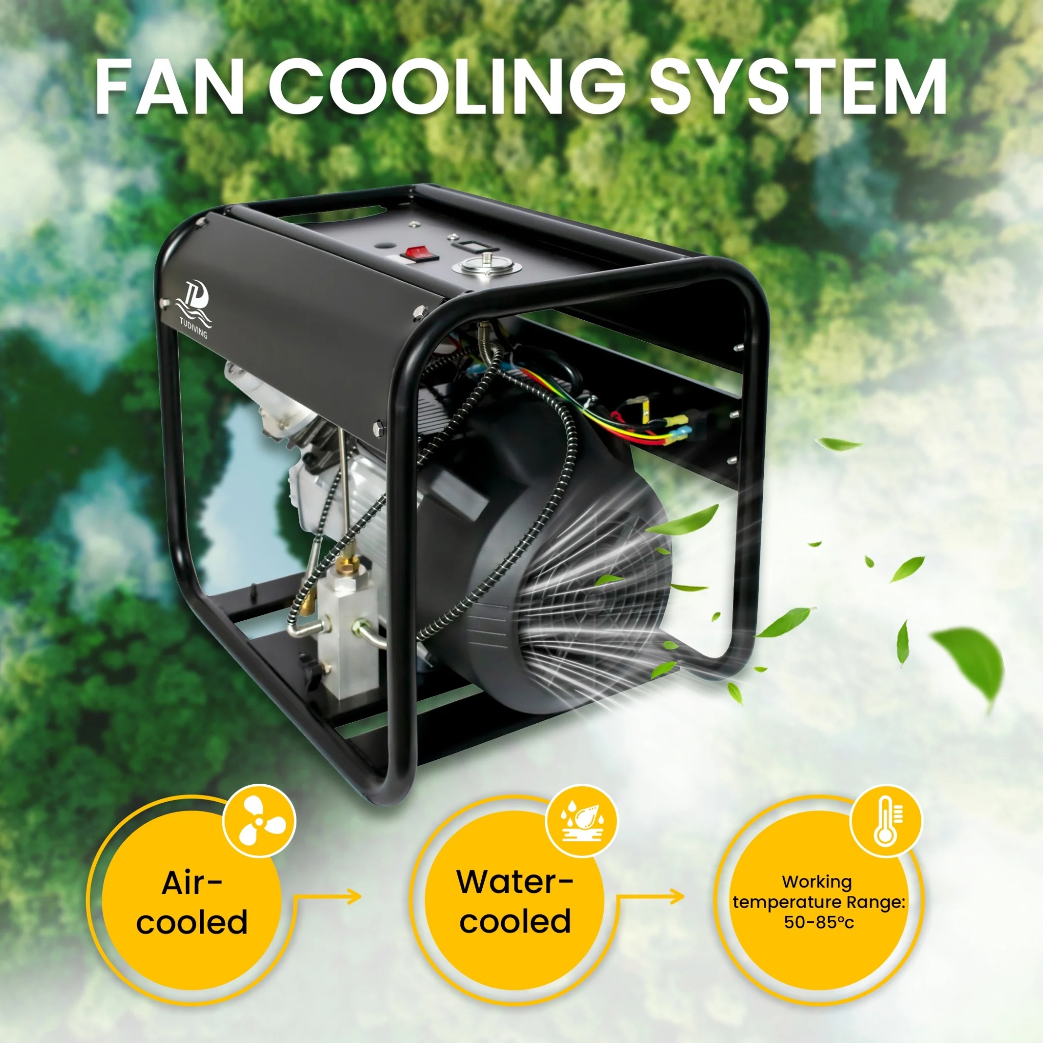 TUDIVING 4500Psi PCP Air Compressor Double Cylinder Auto-Stop High Pressure Air Pump 40L/min 110V - Image 5