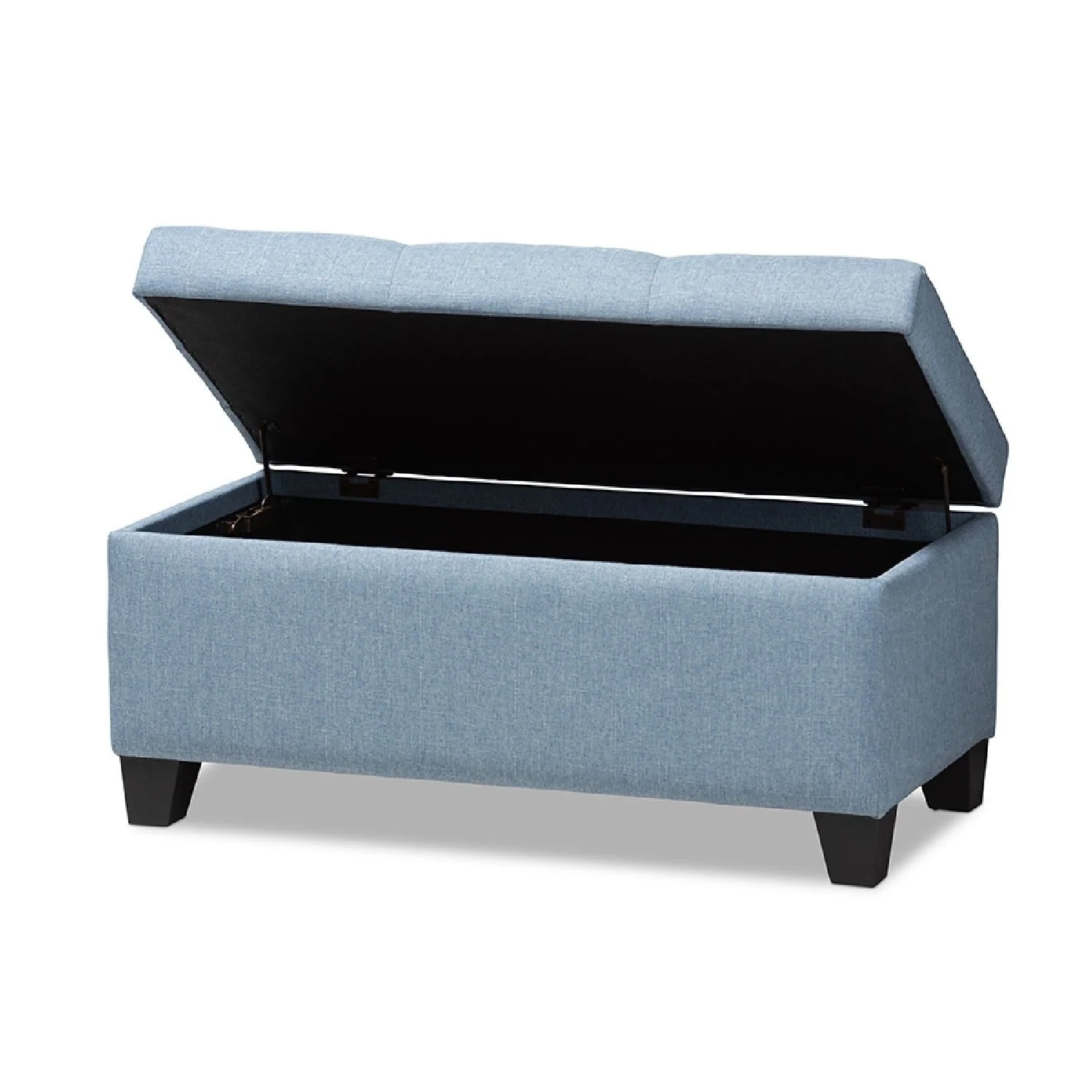 Baxton Studio Michaela Modern and Contemporary Light Blue Fabric Upholstered Storage Ottoman - Image 6