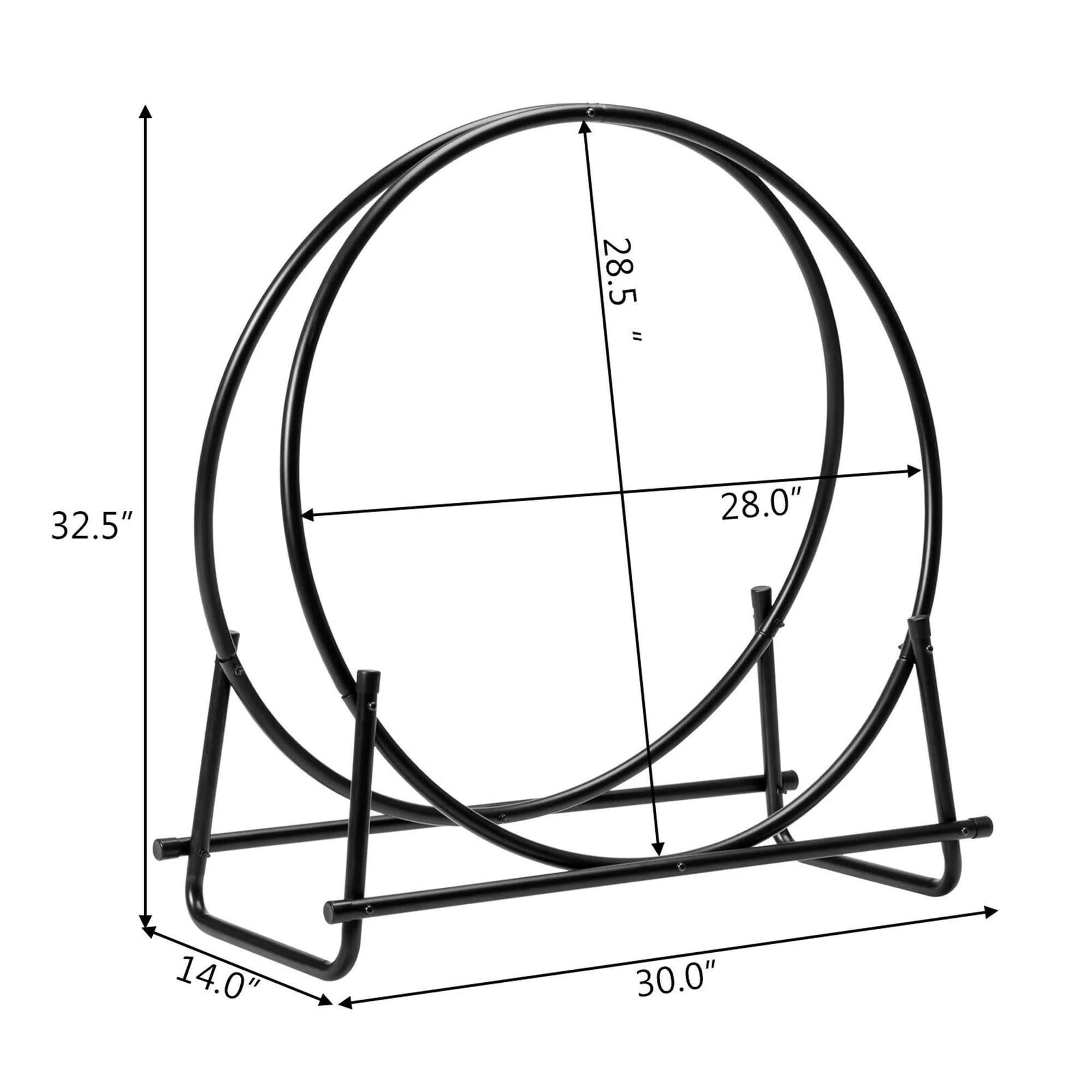 Gymax 30'' Tubular Steel Log Hoop Firewood Storage Rack Holder Round Display - Image 2