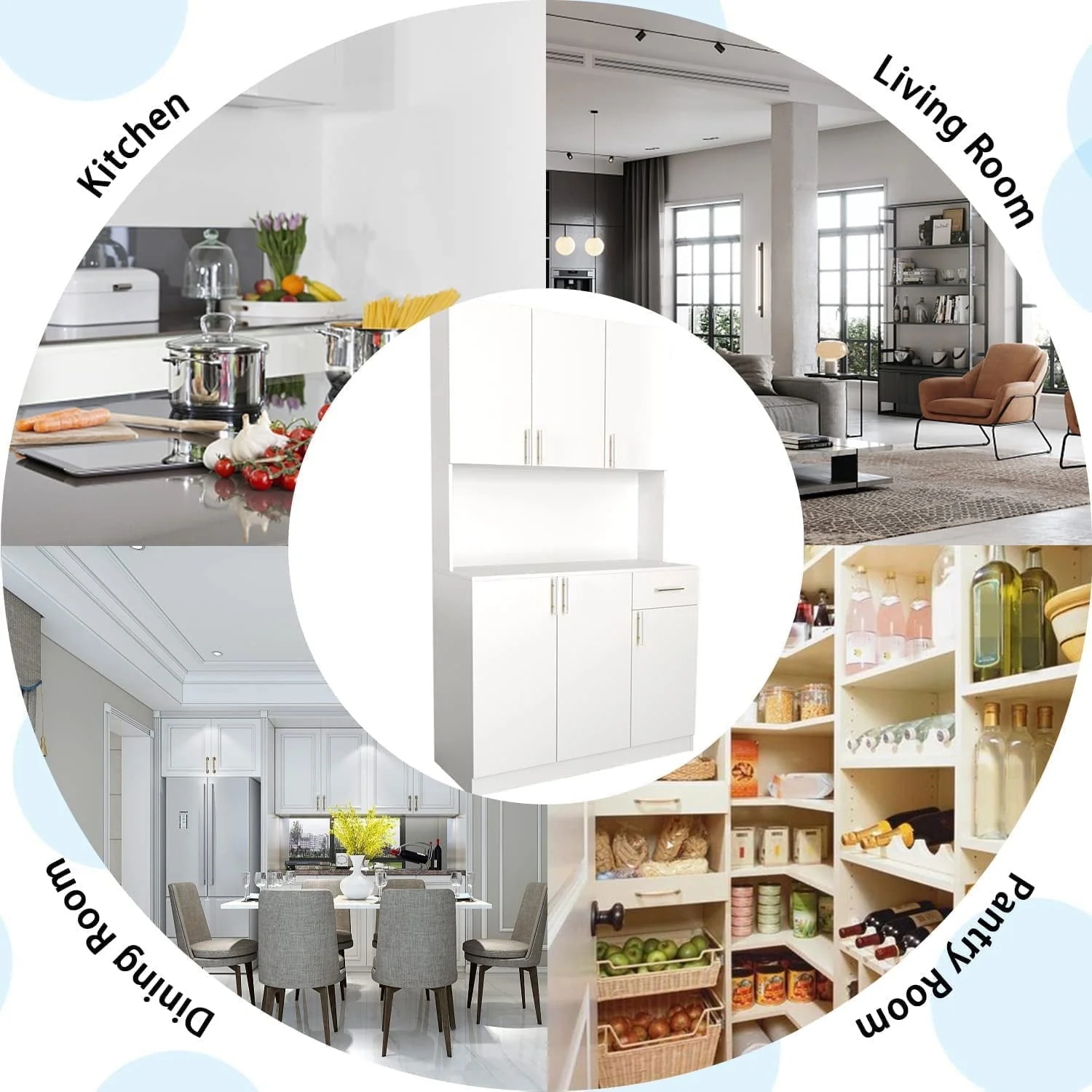 Catrimown 72'' Kitchen Pantry Cabinets,Pantry Storage Cabinet with Microwave Stand, Tall Freestanding Cupboard, White - Image 5