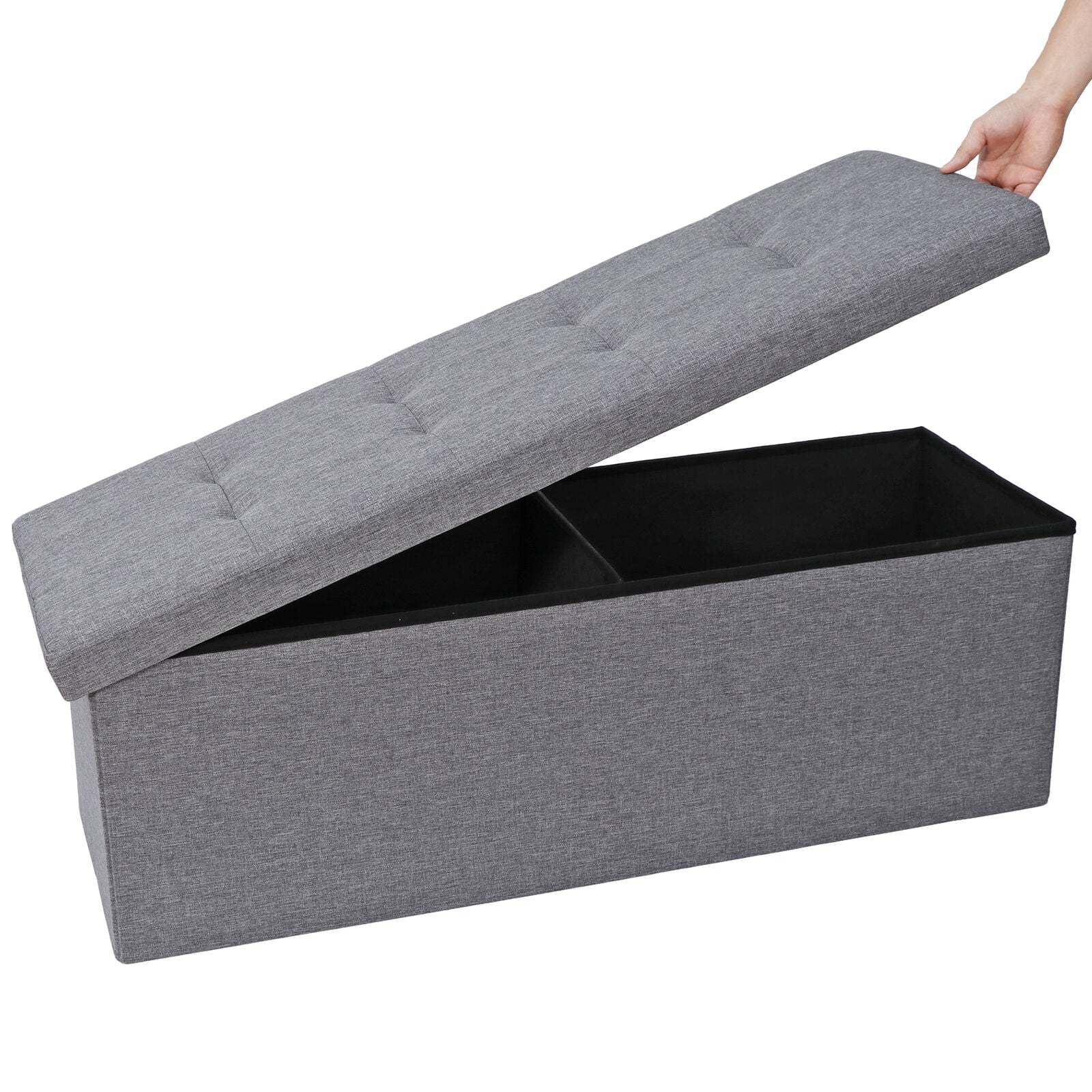 ZENSTYLE Storage Ottoman Bench Folding Chest Foot Rest Stool, Gray - Image 4