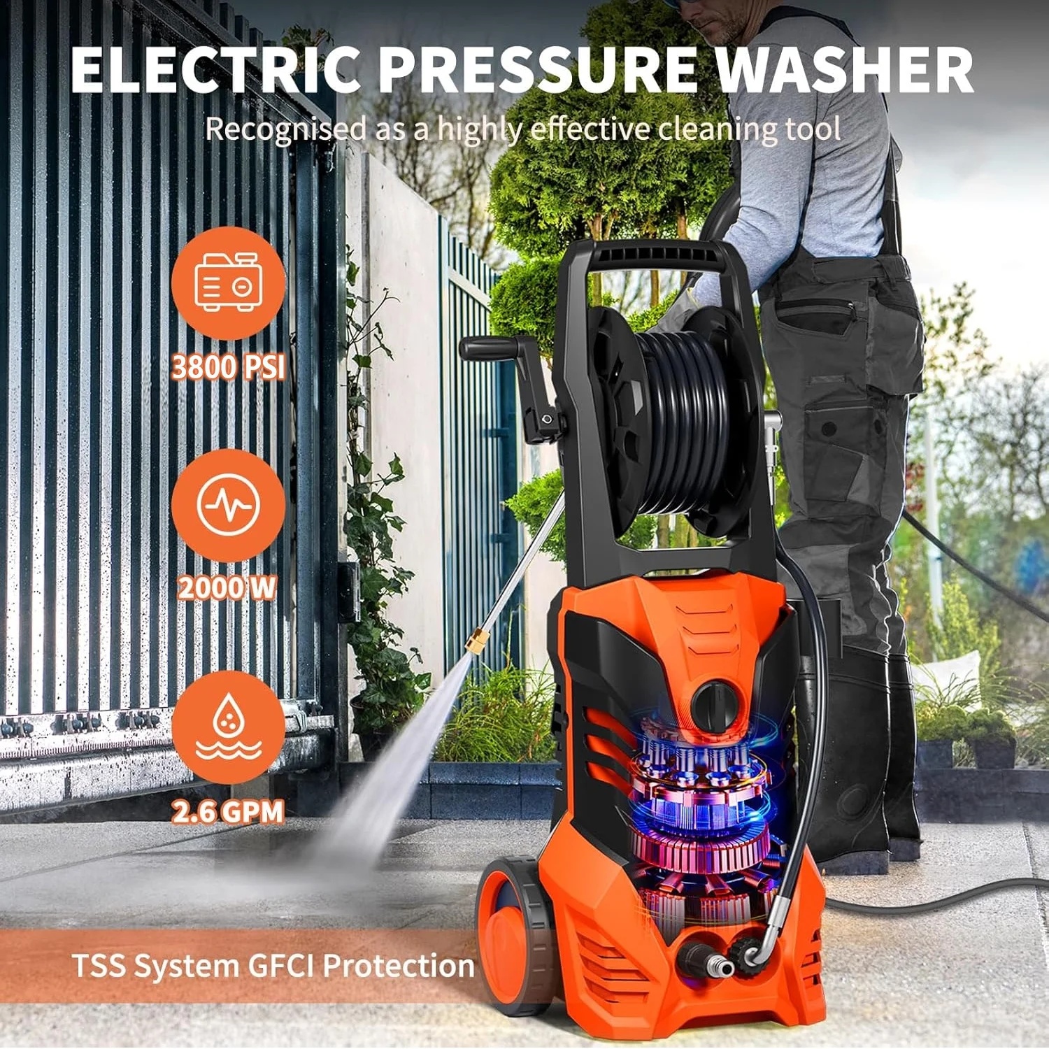 Fenbeli Electric Pressure Washer, 3800 PSI 2.6GPM Power Washer for Cars, Fences and Patios - Image 19
