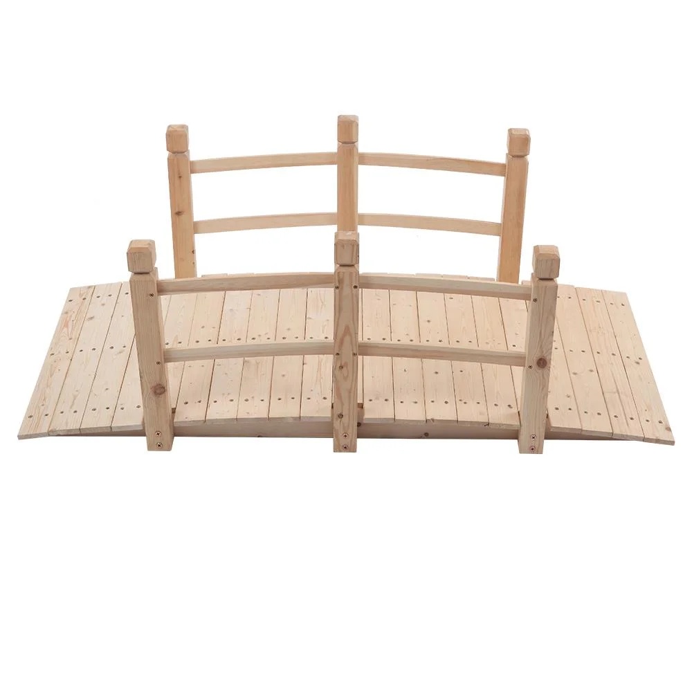 Winado Wooden Decorative Bridge 5 ft Burlywood Arch Walkway for Garden - Image 4