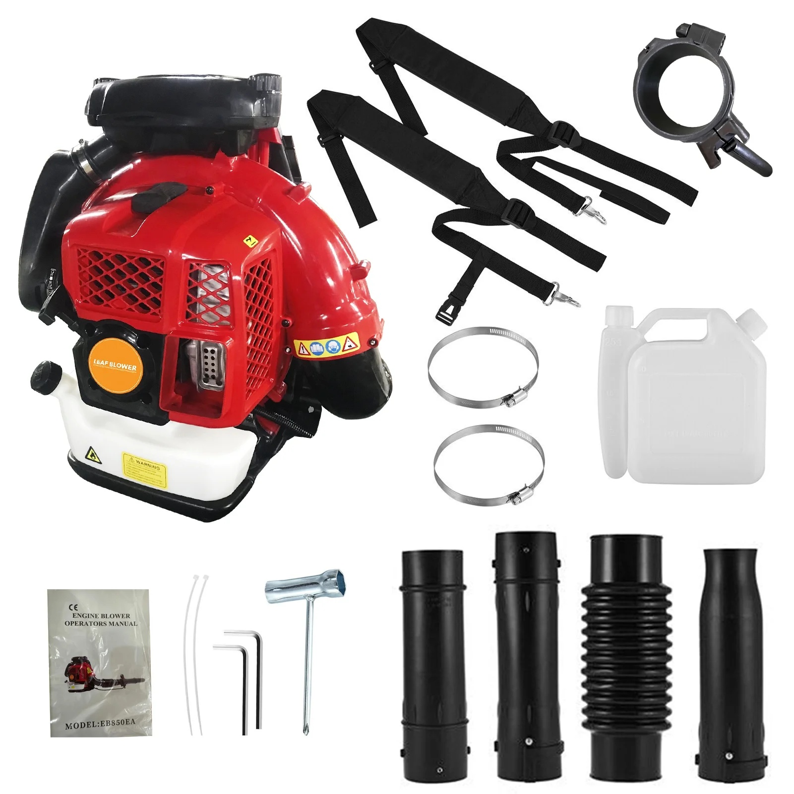 Limorve EB650 Backpack Leaf Blower, 2-Stroke Engine Multi-purpose 63 Cubic Centimeter High Strength Snow Blower for Lawn Care, Patio, Sidewalk,Snow Blowing-Orange - Image 14