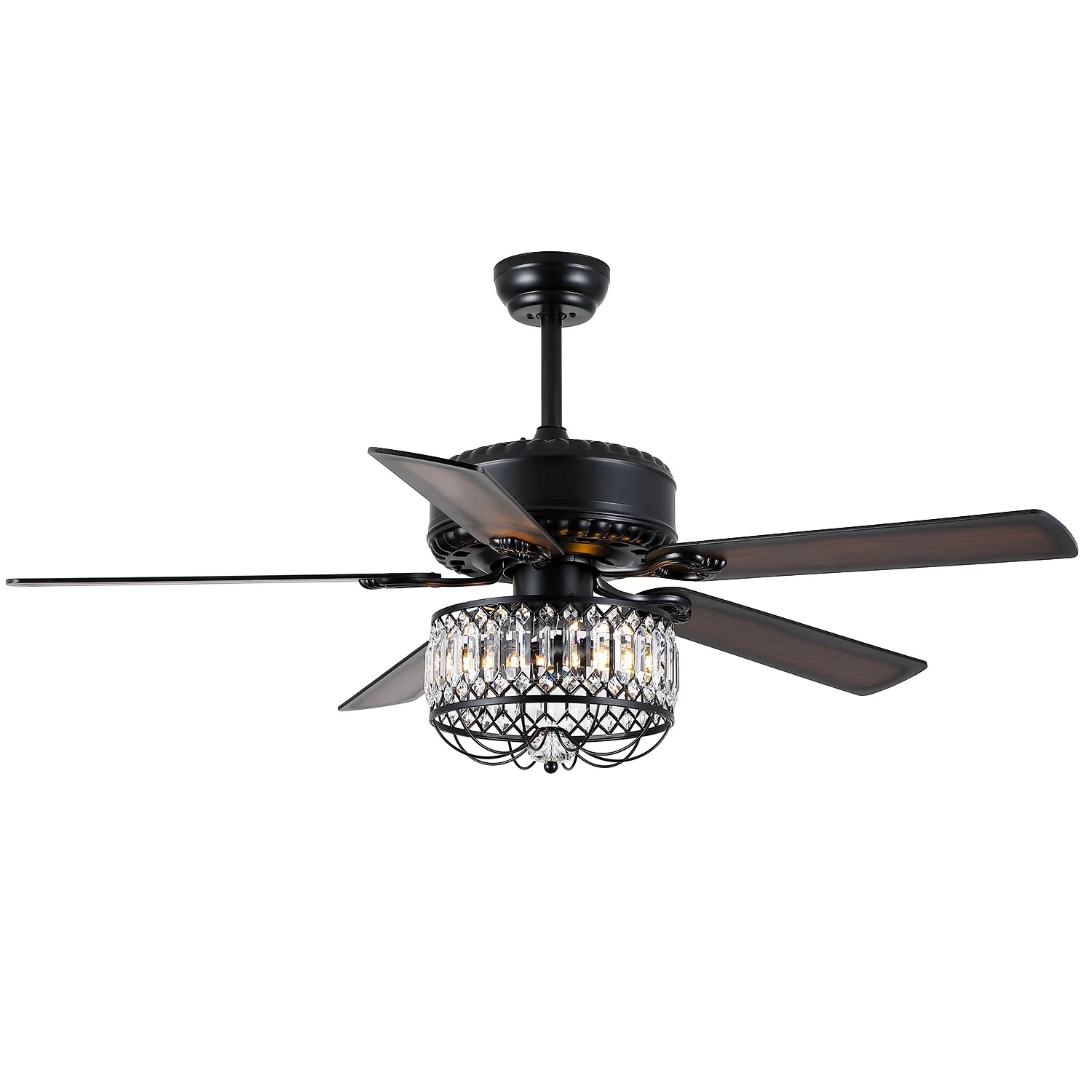 Kviflon 52" Farmhouse Ceiling Fan with Lights & Remote, Crystal Chandelier, Wood Blades, Quiet Motor, 6-Speed, Timer, Modern Lighting for Living Room, Bedroom, Dining Room, Chrome Finish - Image 20