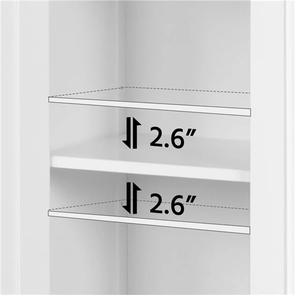 Alden Design Contemporary Storage Cabinet with 2 Doors and 2 Adjustable Shelves, White - Image 3