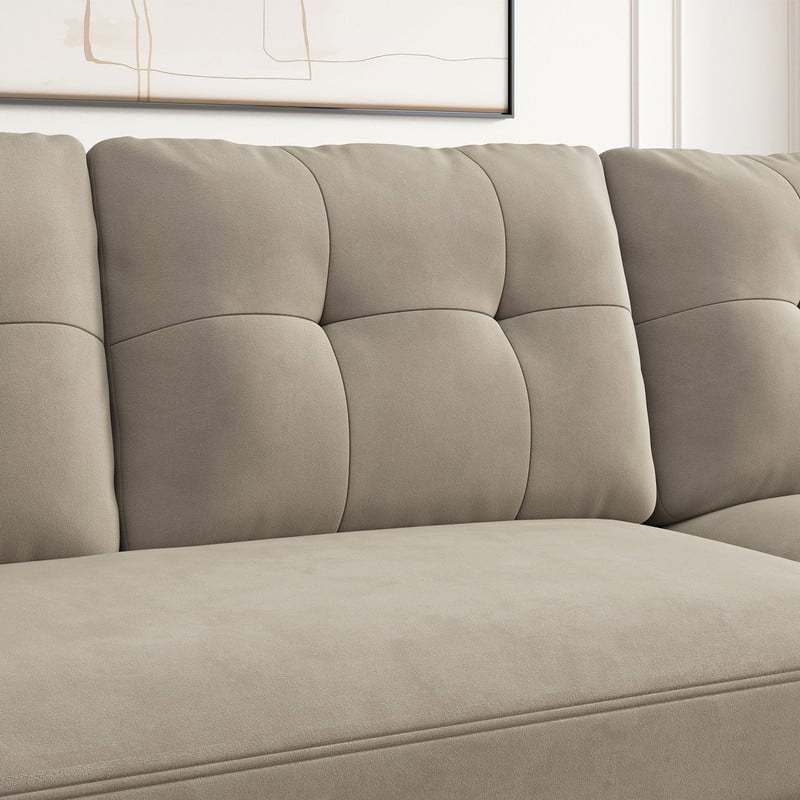 HONBAY Modern Velvet Sofas Set with Storage Ottoman Sectional Sofa in Peal Grey - Image 5