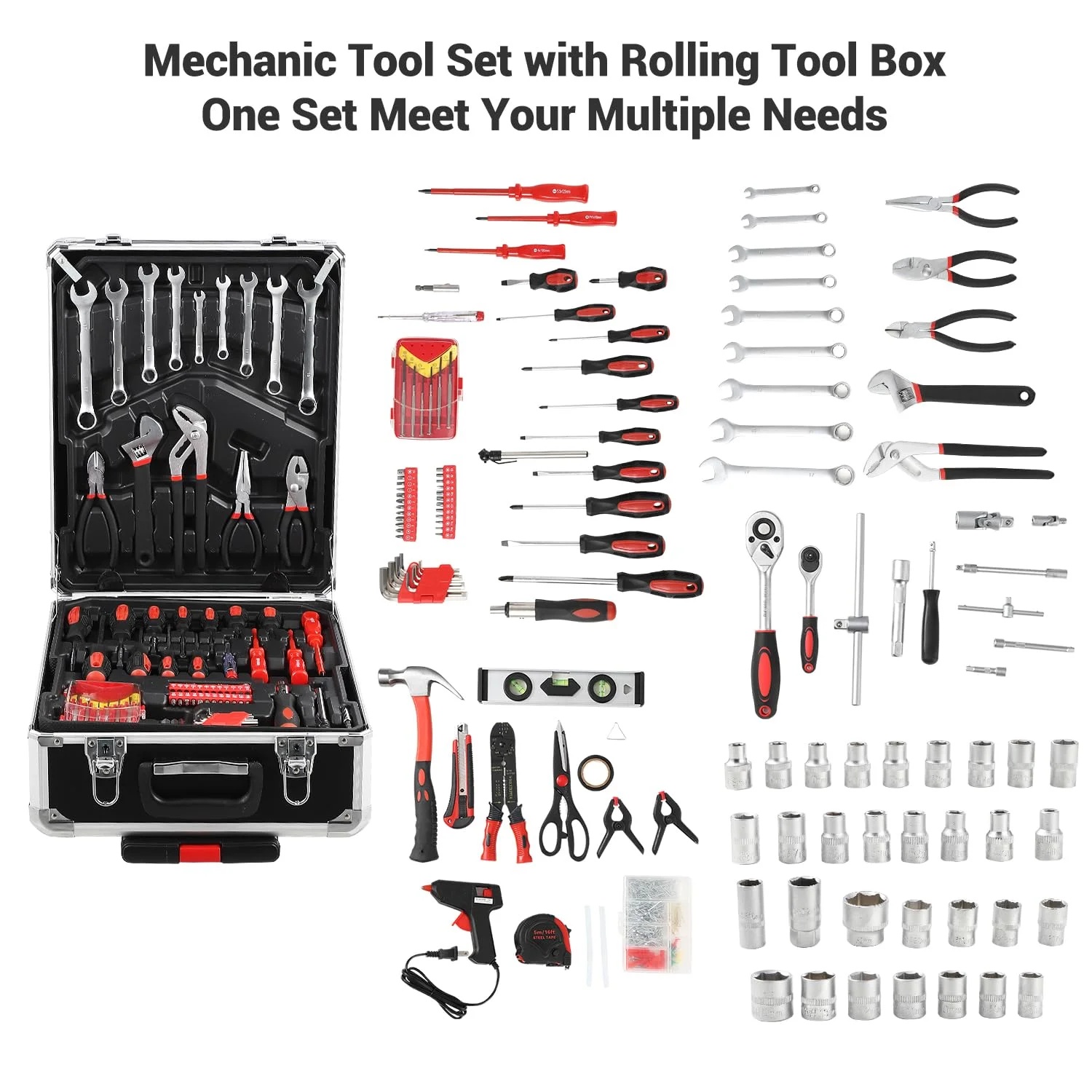 800 Piece Tool Sets for Men, Tool Box with Tools, Tool Kit with Rolling Tool Box, Complete Tool Box Set, Household Tool Set, Aluminum Trolley Case Tool Sets, Gift on Father's Day - Image 7