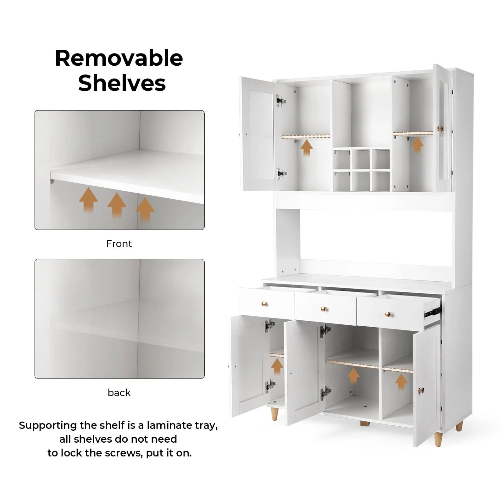 Freestanding Kitchen Pantry Cupboard Cabinet with 3 Drawers with 5 Storage Cabinets - Image 4