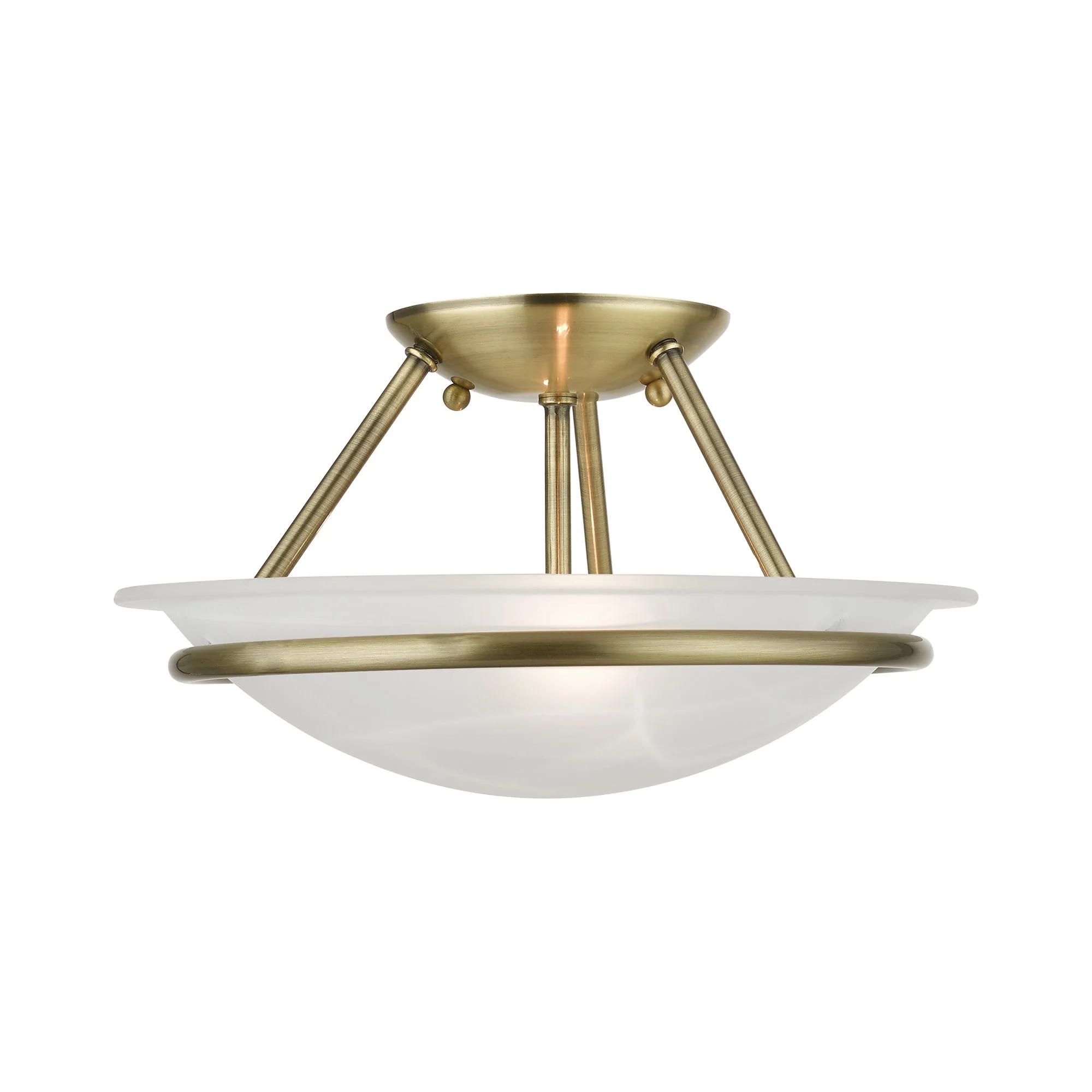 Livex Lighting Newburgh Black/White Stainless Steel/Alabaster Glass Ceiling Mount - Image 4