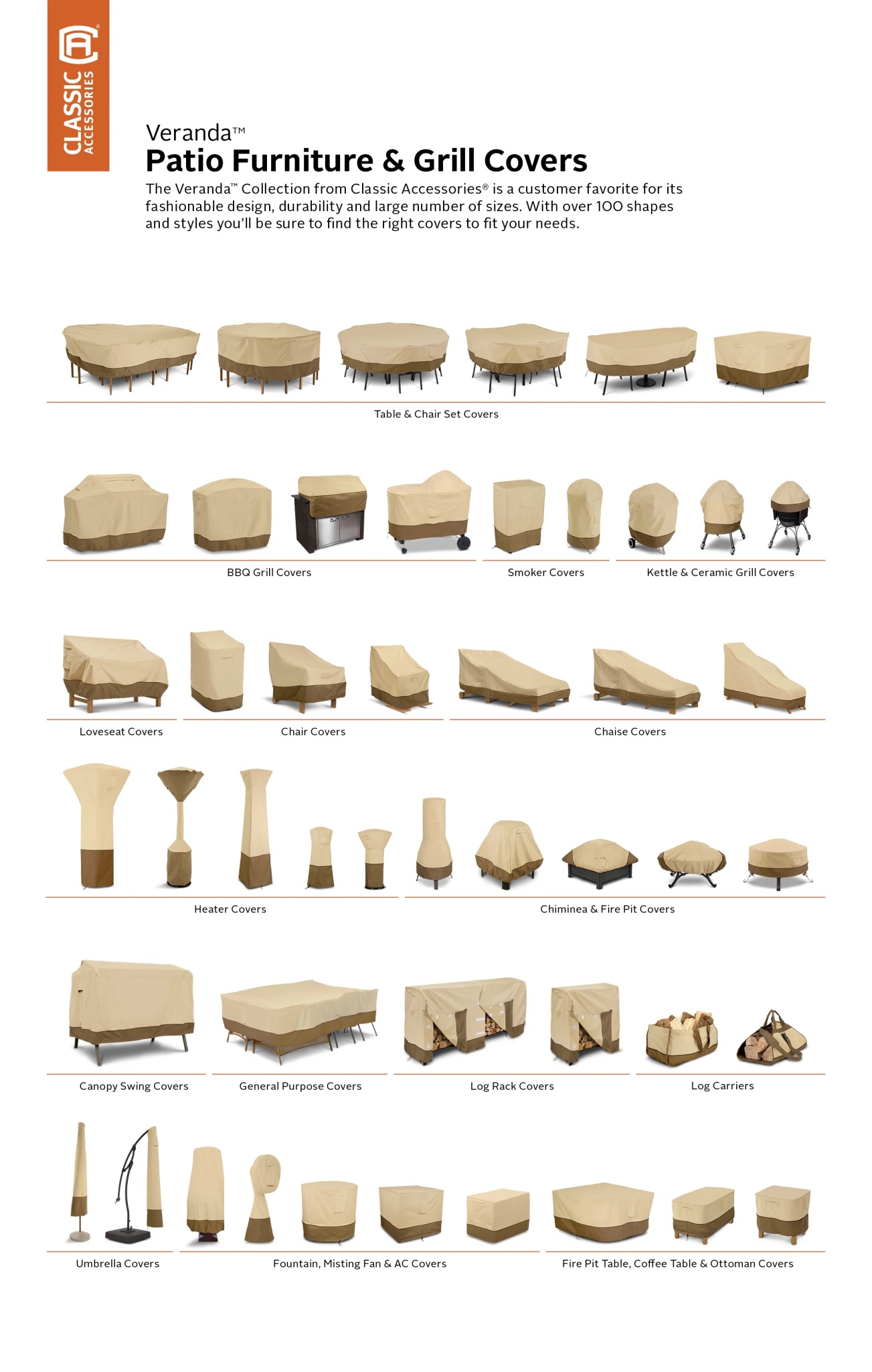 Classic Accessories Veranda Water-Resistant 100 Inch Patio V-Shaped Sectional Lounge Set Cover - Image 11