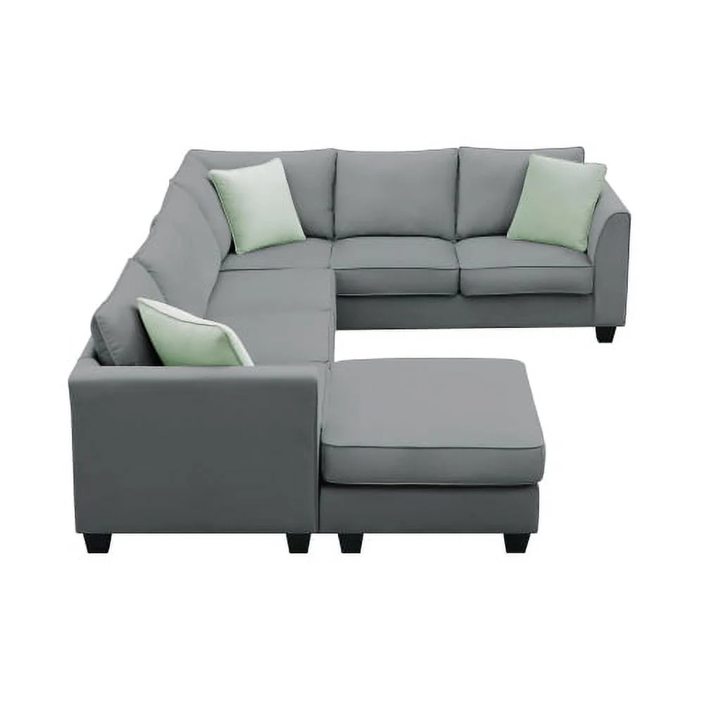 THINK 30,Convertible Sectional Sofa with Storage Ottoman, Modern Modular Sofa Sets L Shape Couches with 3 Pillows, for Living Room Furniture, Grey - Image 12