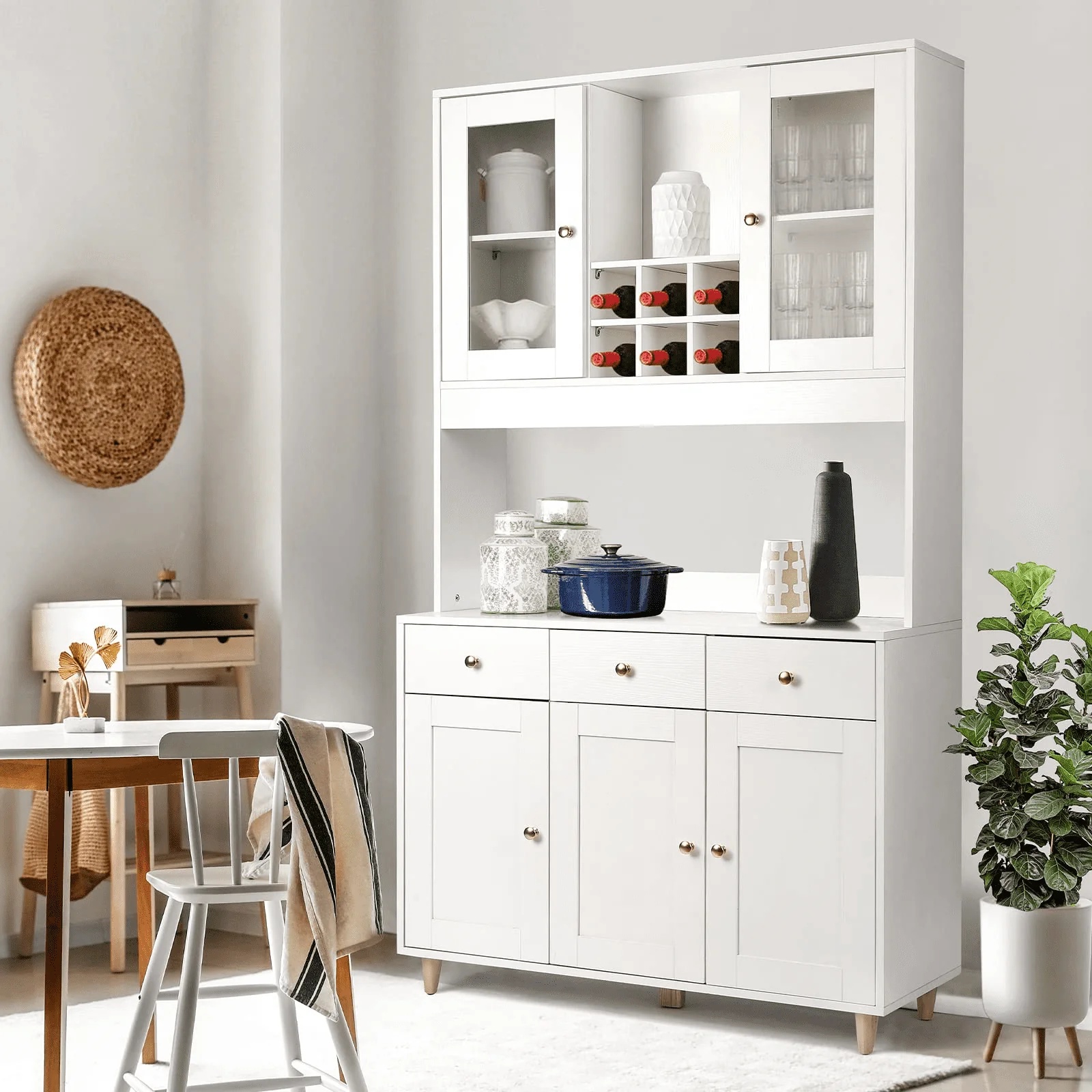 Freestanding Kitchen Pantry Cupboard Cabinet with 3 Drawers with 5 Storage Cabinets - Image 5