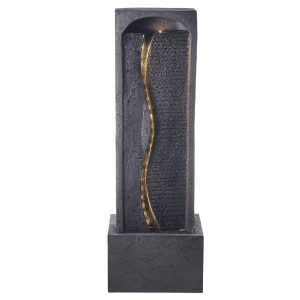 KFFKFF Outdoor Water Fountain, 38.58-Inch Tall with LED Light and Pump, 1-Tier Floor Standing Rock Base Design for Garden, Home, Patio, and Backyard Use