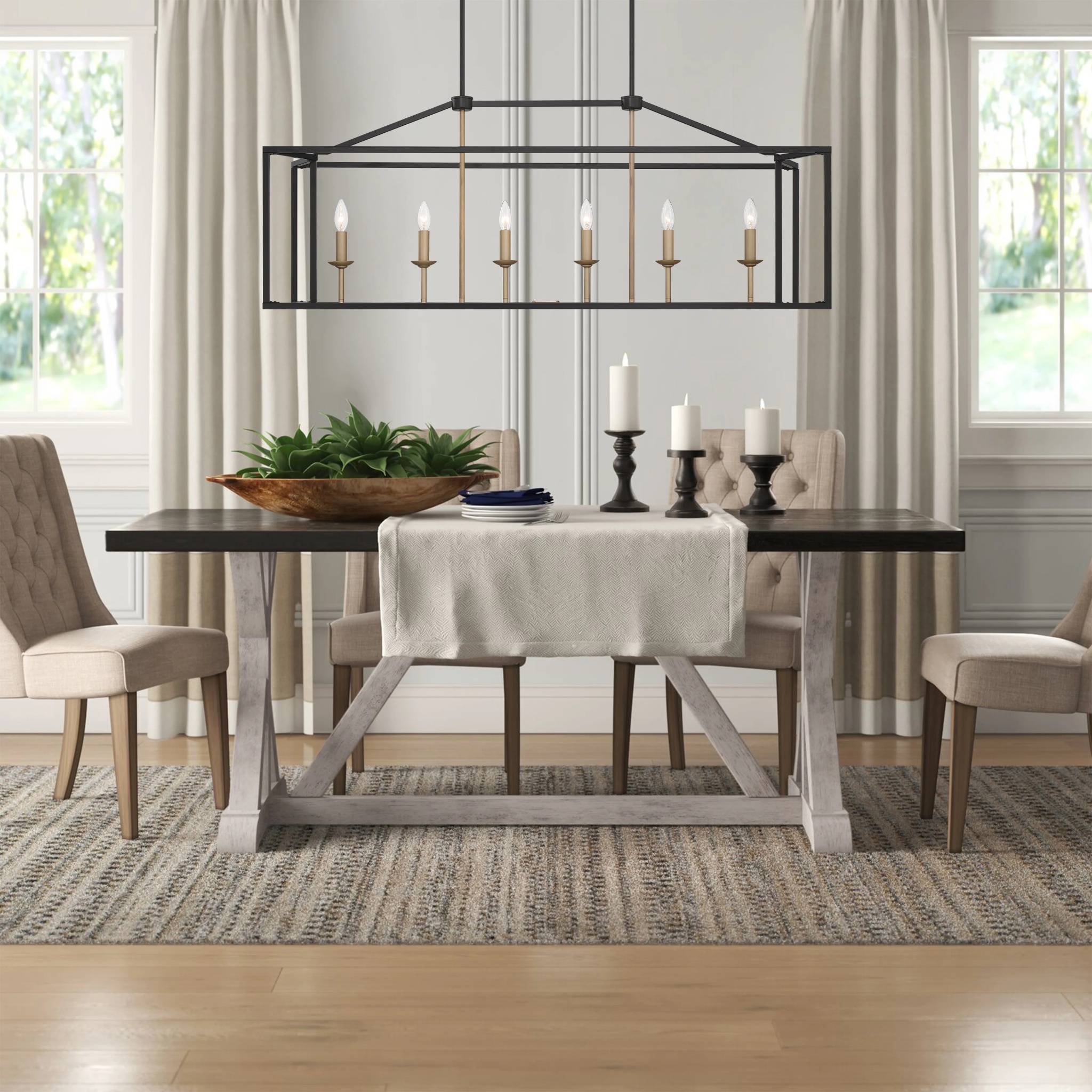 Vanity Art 6 Lights Kitchen Island Linear Pendant Chandelier | Modern Hanging Lighting Farmhouse Light Fixtures for Over Dining Table Kitchen Living Room 15056-BK-CH - Image 17