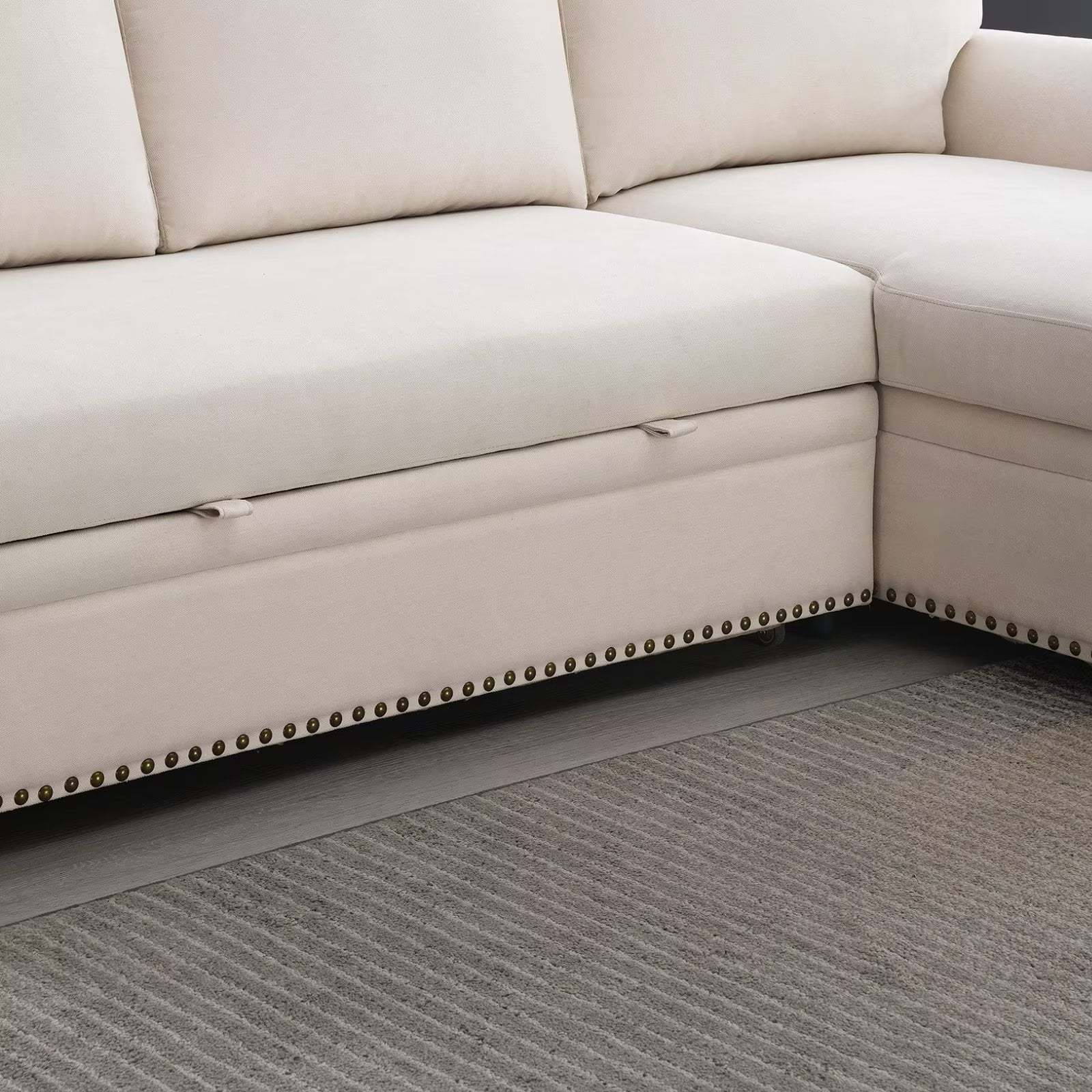 Morden Fort Velvet Reversible Sectional Convertible L-Shape Sofa Sleeper with Storage - Image 8