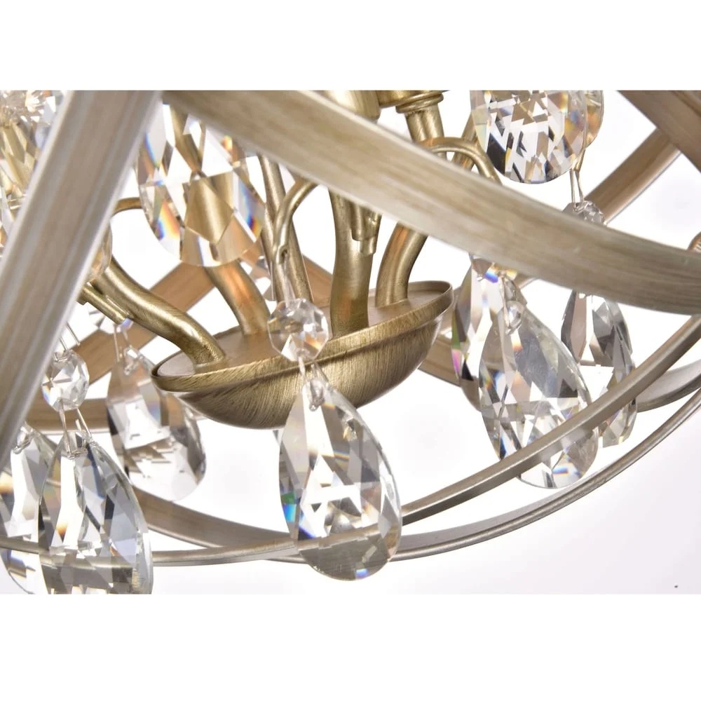 The Lighting Store Benita Light Gold with Bronze 4-light Metal Globe Crystal Semi-Flush Mount - Image 5