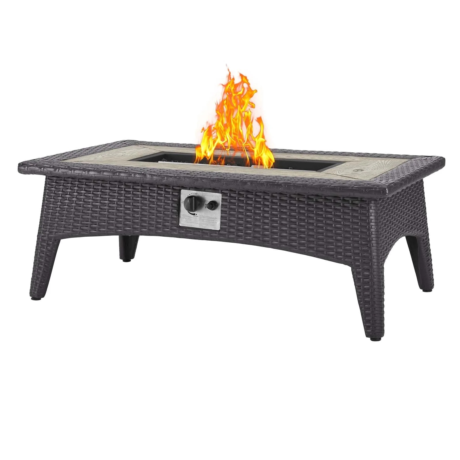Modway Splendor 43.5" Rectangle Outdoor Patio Fire Pit Table in Espresso - Image 4
