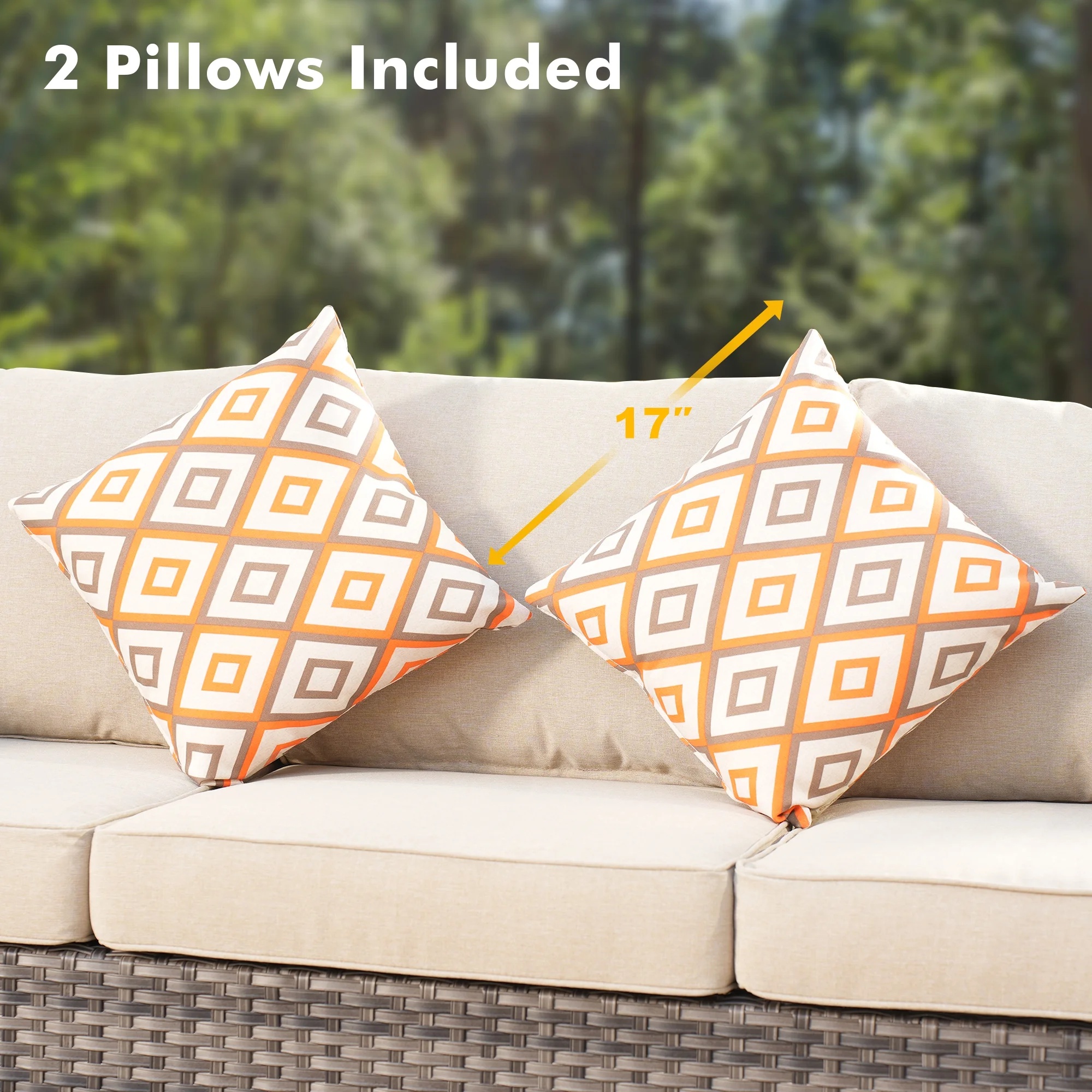 Ovios 6 Pieces Outdoor Patio Furniture Set with Gas Propane Fire Pit Table Wicker Outdoor Conversation Set with Swivel Rocking Chair for Backyard, Cushion Beige - Image 14