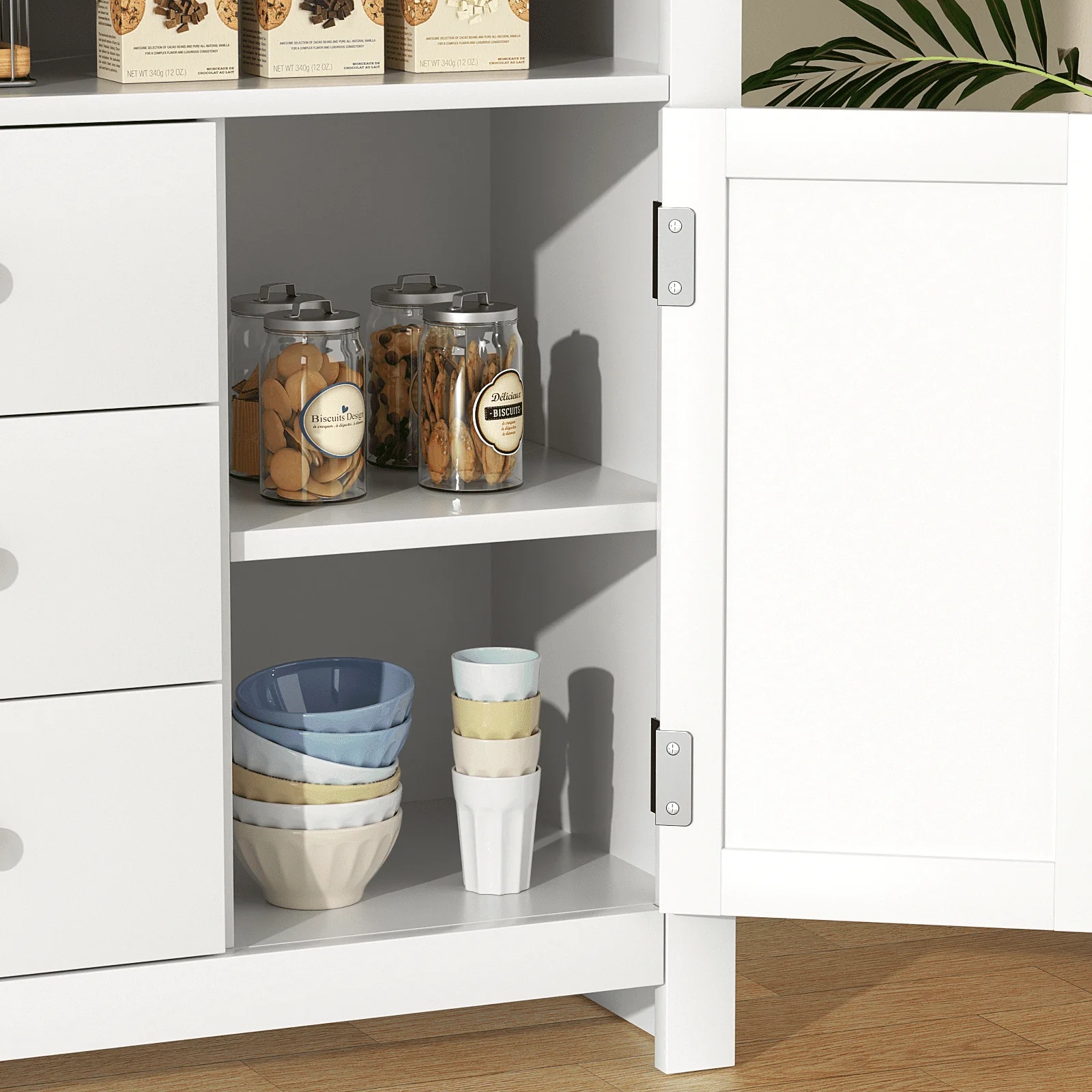 RichYa Sideboard Buffet Cabinet with Storage with 3 Drawers 2 Doors Wood Coffee Bar for Kitchen Dining Room Entryway - Image 2