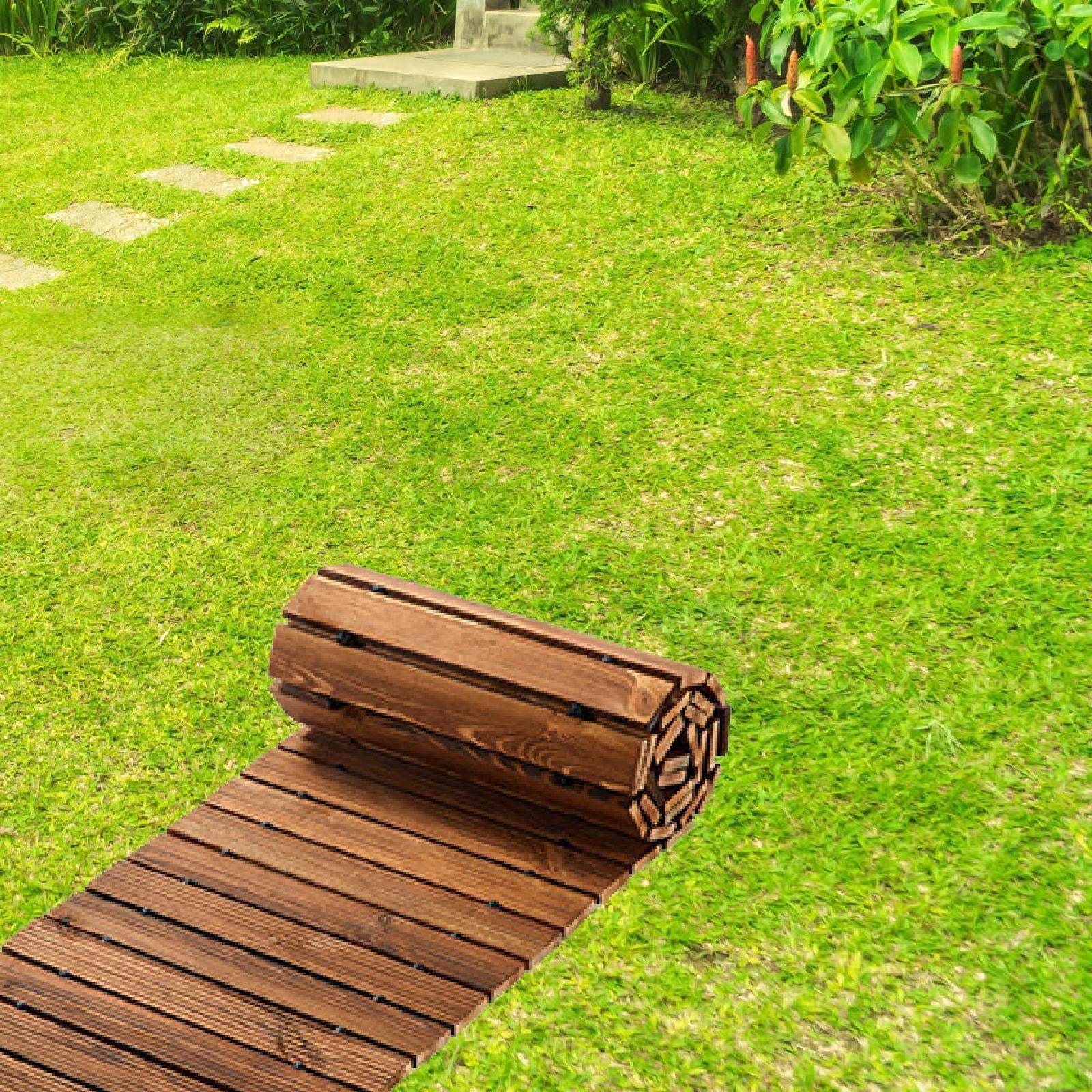 Miulika Wooden Garden Pathway Boardwalk Path Non Slip Weather Resistant Decorative Roll Out Straight Walkway for Beach Outside Garden Length 8.01Ft - Image 8