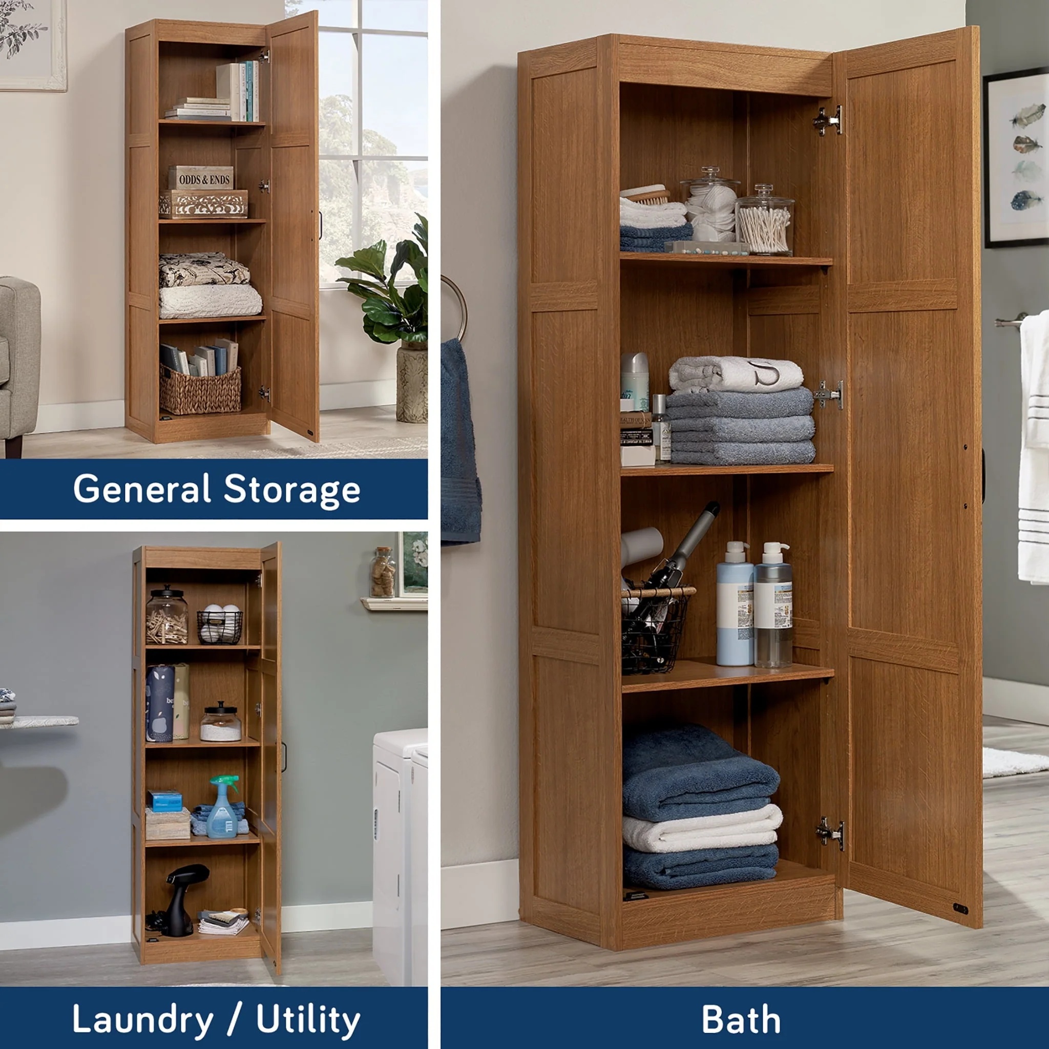 Sauder Storage Cabinet, Highland Oak Finish - Image 3