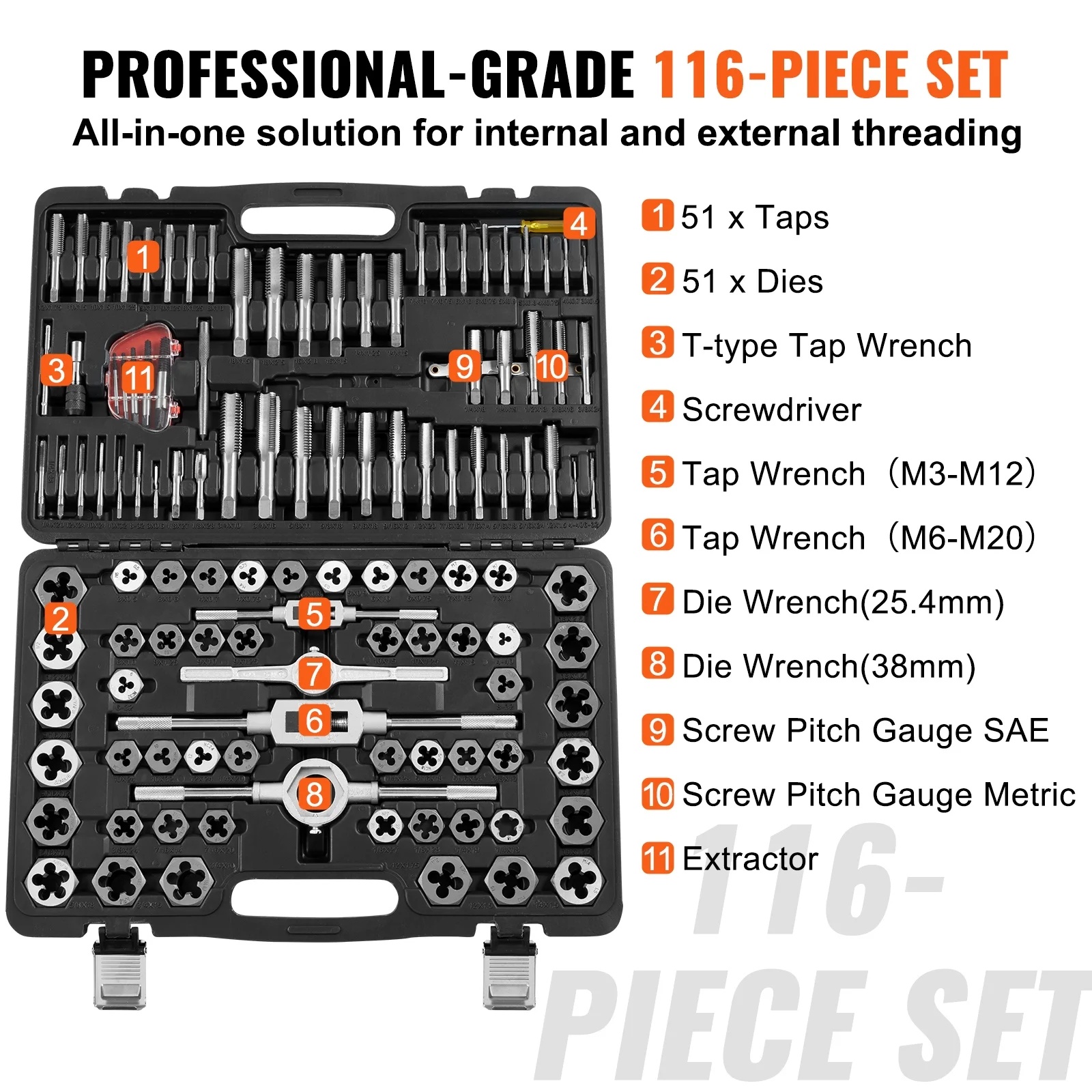 BENTISM, 18.50 x 12.40 x 2.36" Portable Tool Set, 116 Piece - Image 4