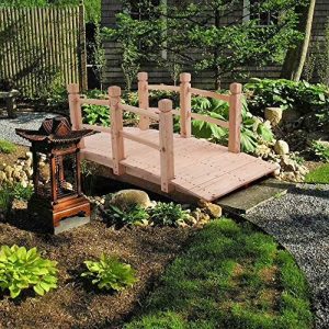 Garden Bridge with Safety Rails, Wooden Arch Bridge Outdoor Small Bridge Arc Bridge Decoration for Backyard and Pond Outdoor Garden (Brown2)