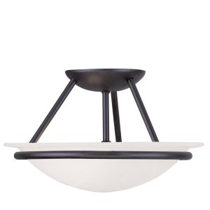 Livex Lighting  Newburgh Black/White Stainless Steel/Alabaster Glass Ceiling Mount