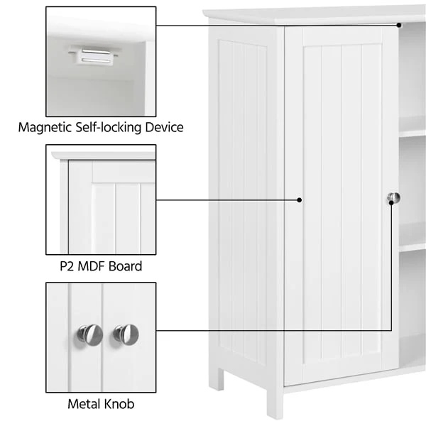 Alden Design Contemporary Storage Cabinet with 2 Doors and 2 Adjustable Shelves, White - Image 8
