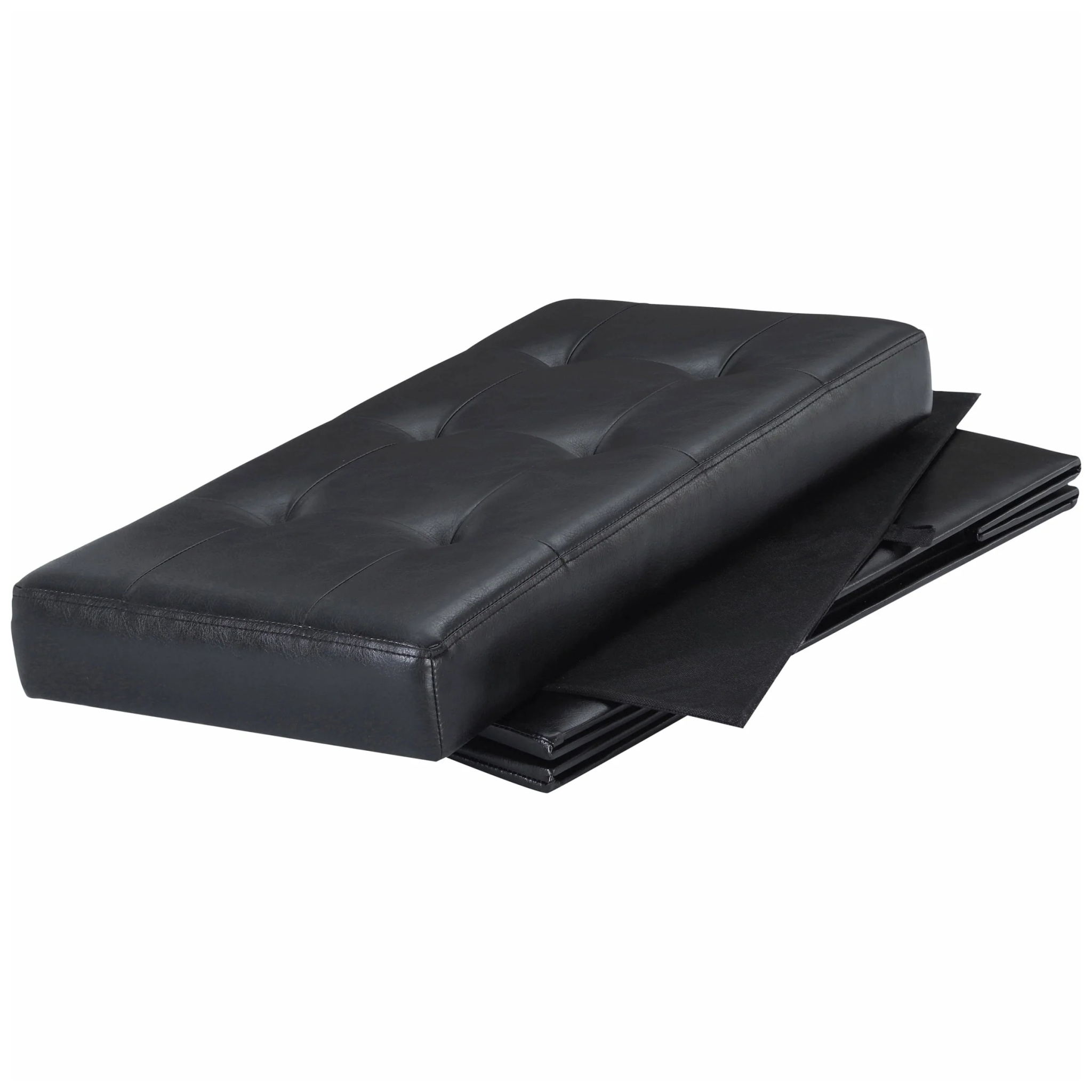 Mainstays 30-inch Collapsible Storage Ottoman, Quilted Black Faux Leather - Image 3