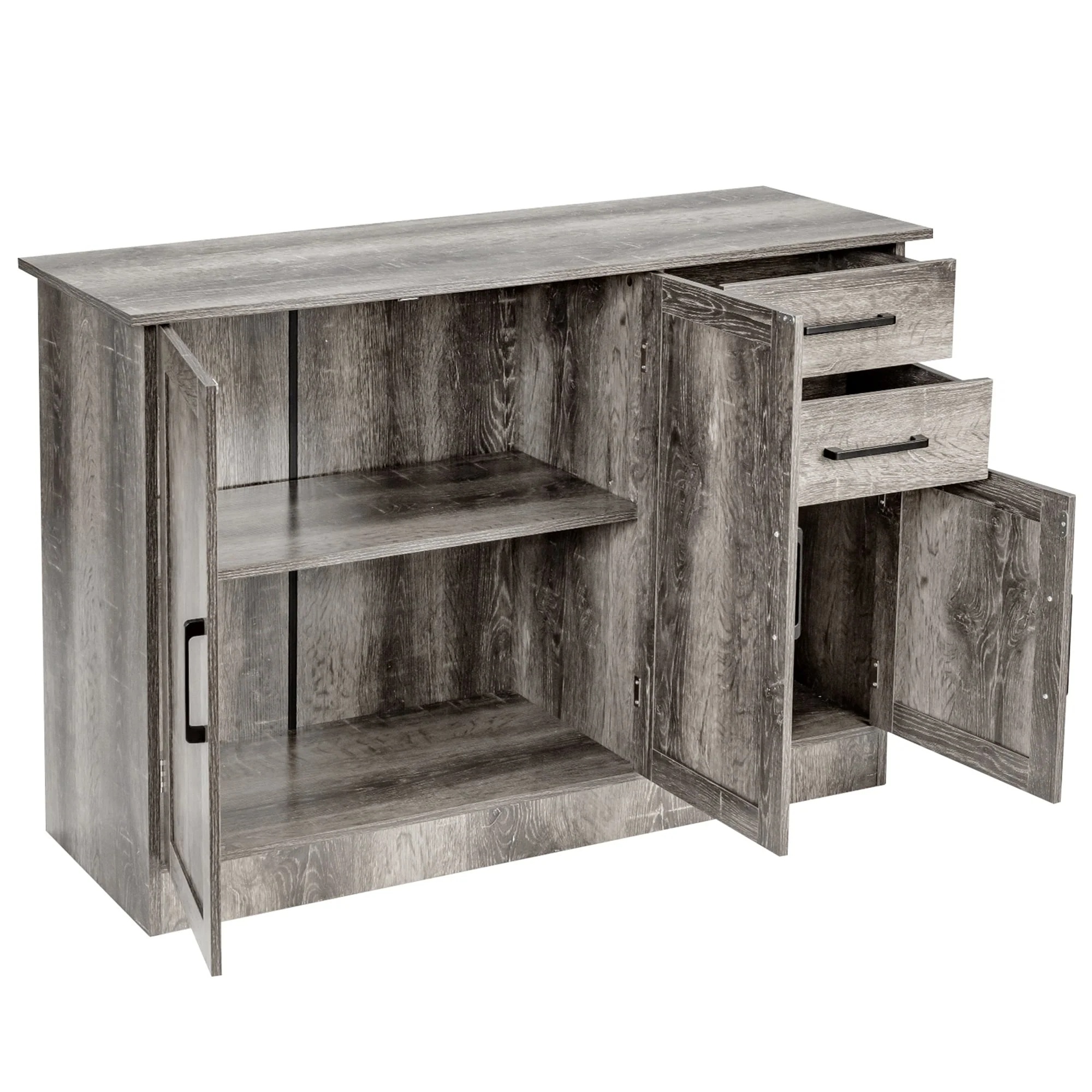 Gymax Buffet Storage Cabinet Console Table Kitchen Sideboard Drawer Grey - Image 5