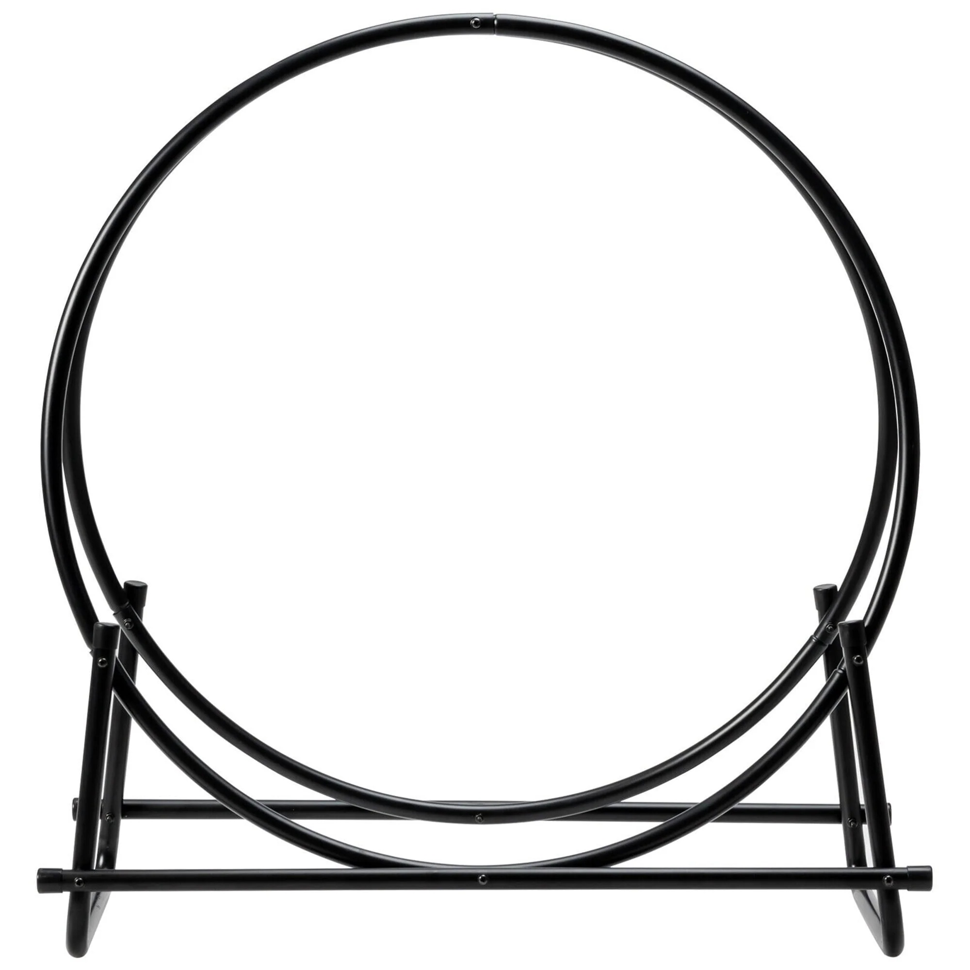 Gymax 30'' Tubular Steel Log Hoop Firewood Storage Rack Holder Round Display - Image 4