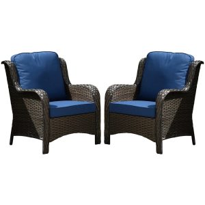 Ovios Outdoor Patio Single Chairs on sale 2 Pieces, Wicker Patio Single Chairs Set, PE Rattan Patio Chairs with Fabric Cushions for Backyard
