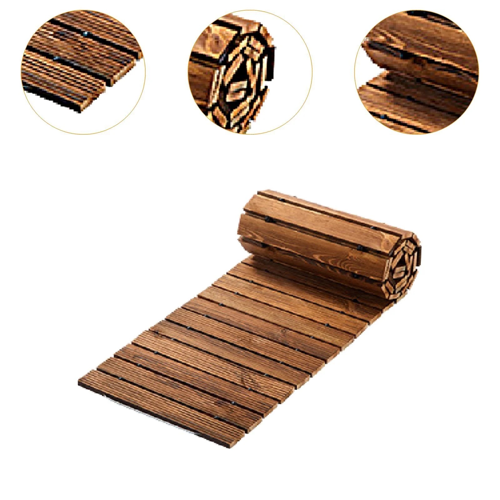 Miulika Wooden Garden Pathway Boardwalk Path Non Slip Weather Resistant Decorative Roll Out Straight Walkway for Beach Outside Garden Length 8.01Ft - Image 6