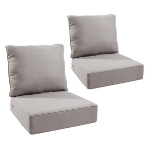 Terraloom 6 Inch Outdoor Cushions 24x24" - Water Resistant 2 Set Deep Seating Patio Chair Back&Seat Cushion for Wicker Rocking Swivel Chairs Loveseat Couch Sectional Sofa in Beige