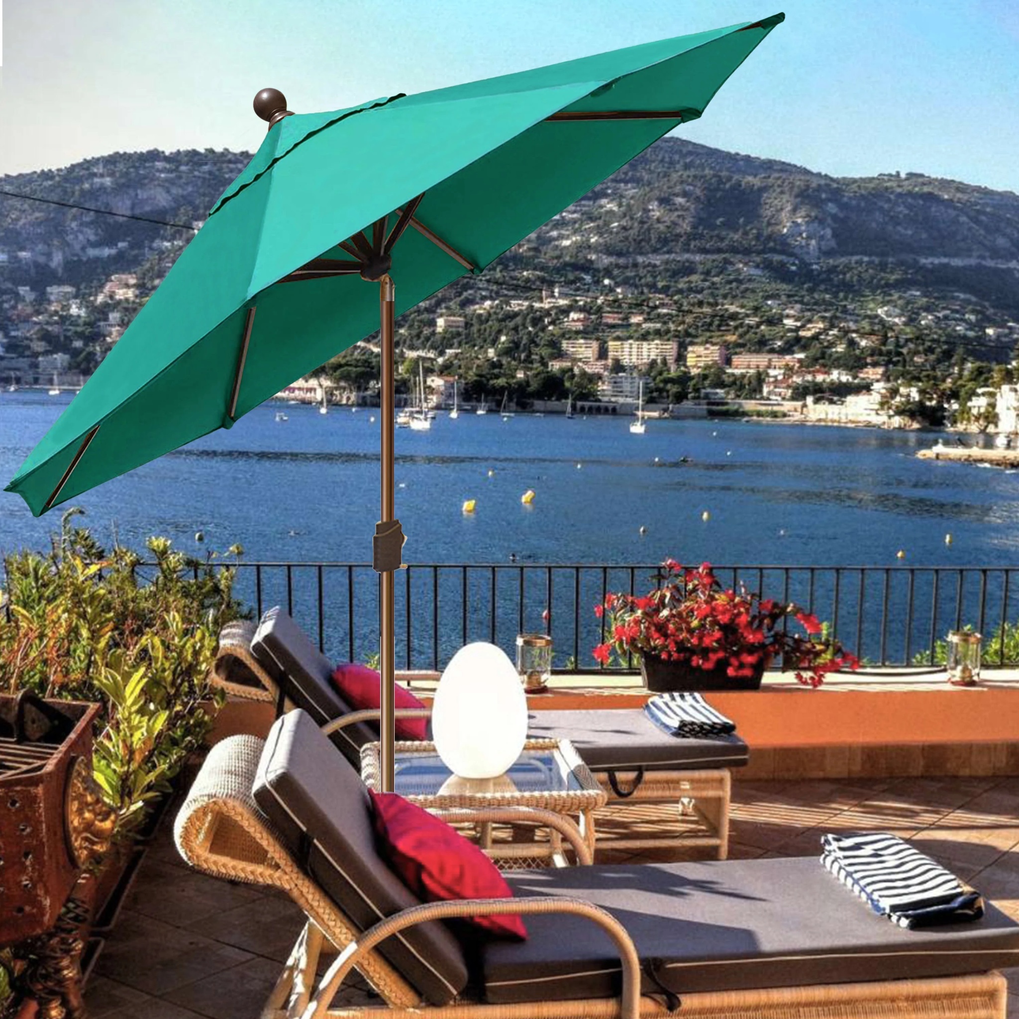 EliteShade 9Ft Market Umbrella Patio Outdoor Table Umbrella-Teal- - Image 8