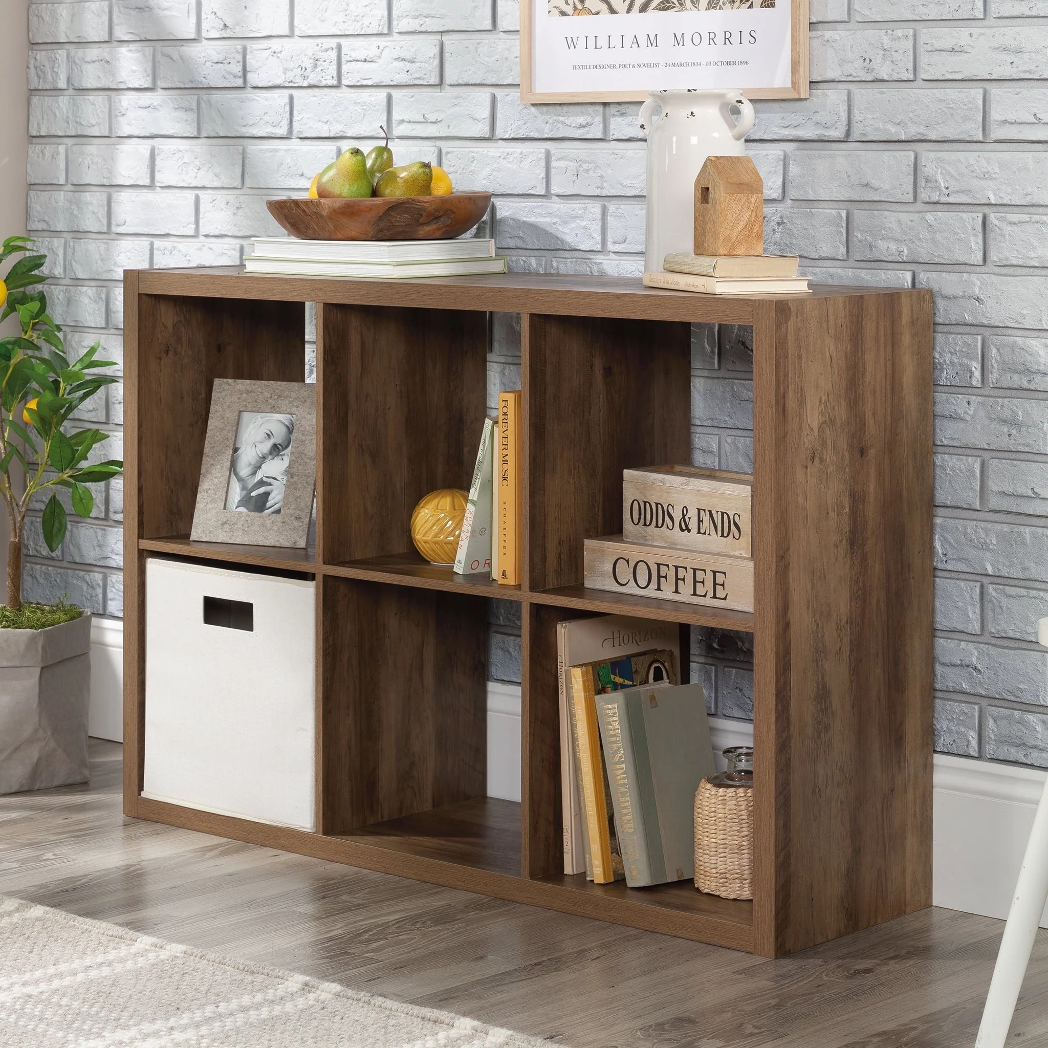 Sauder 6-Cube Organizer Storage Bookcase Mystic Oak, Mystic Oak Finish - Image 3
