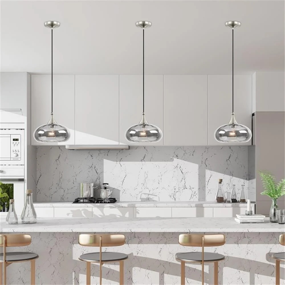 Livex Lighting 11" 1-Light Smoke Glass & Metal Single Pendant in Brushed Nickel - Image 8