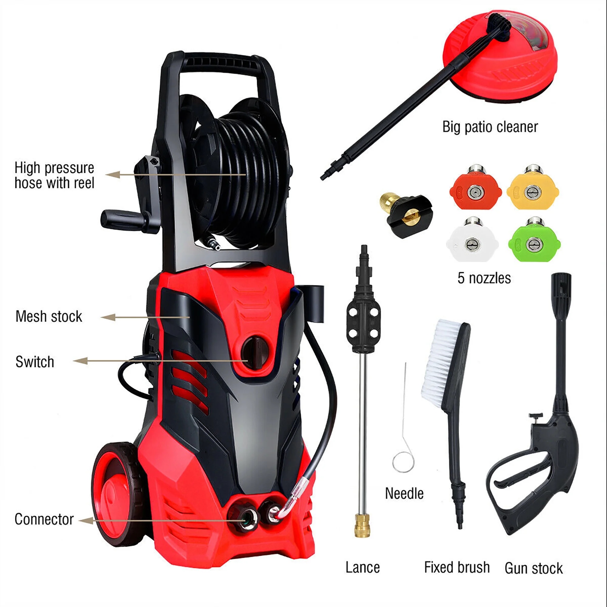 Costway 3000PSI Electric High Pressure Washer Machine 2 GPM 2000W w/ Deck Patio Cleaner Blue - Image 21