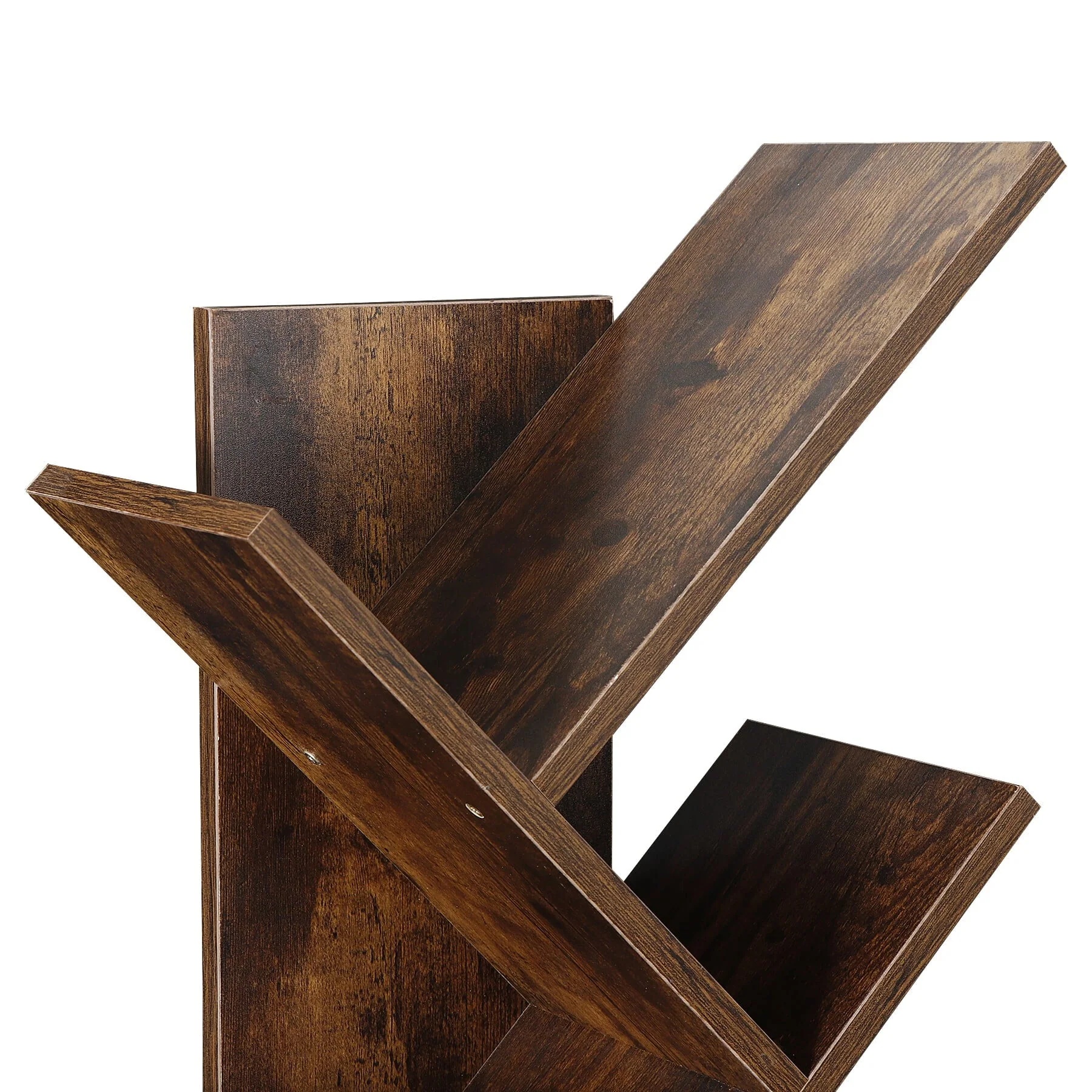 HomGarden 9 Tier Tree Bookshelf Modern Storage Rack Floor Bookcase W/Drawer, Rustic Brown - Image 4